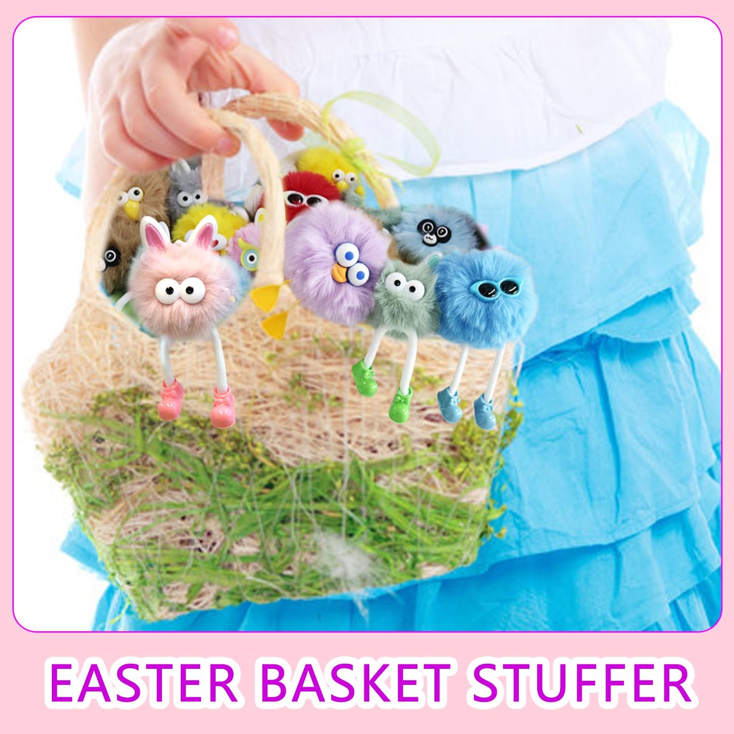 APZ 24 Pcs Cute Kawaii Keychains Plush Keychain Goodie Bags Classroom Prizes Party Favors for Birthday Class Valentines Day Gifts