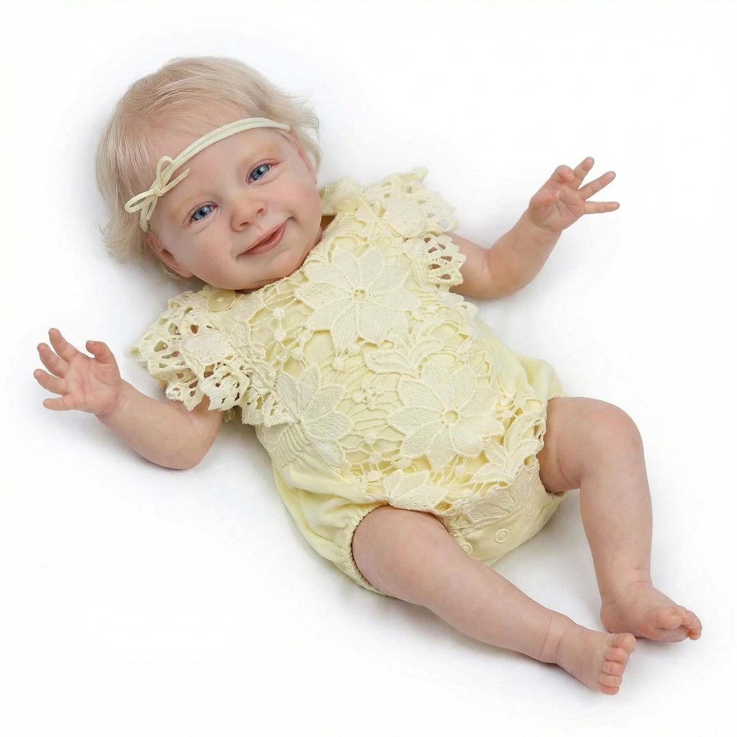 KAWAYII -18Inch Reborn Baby Dolls Realistic Cloth Body Girl Newborn Lifelike Baby Doll Blond Hair Dolls Toy Gifts for Kids Age 3+