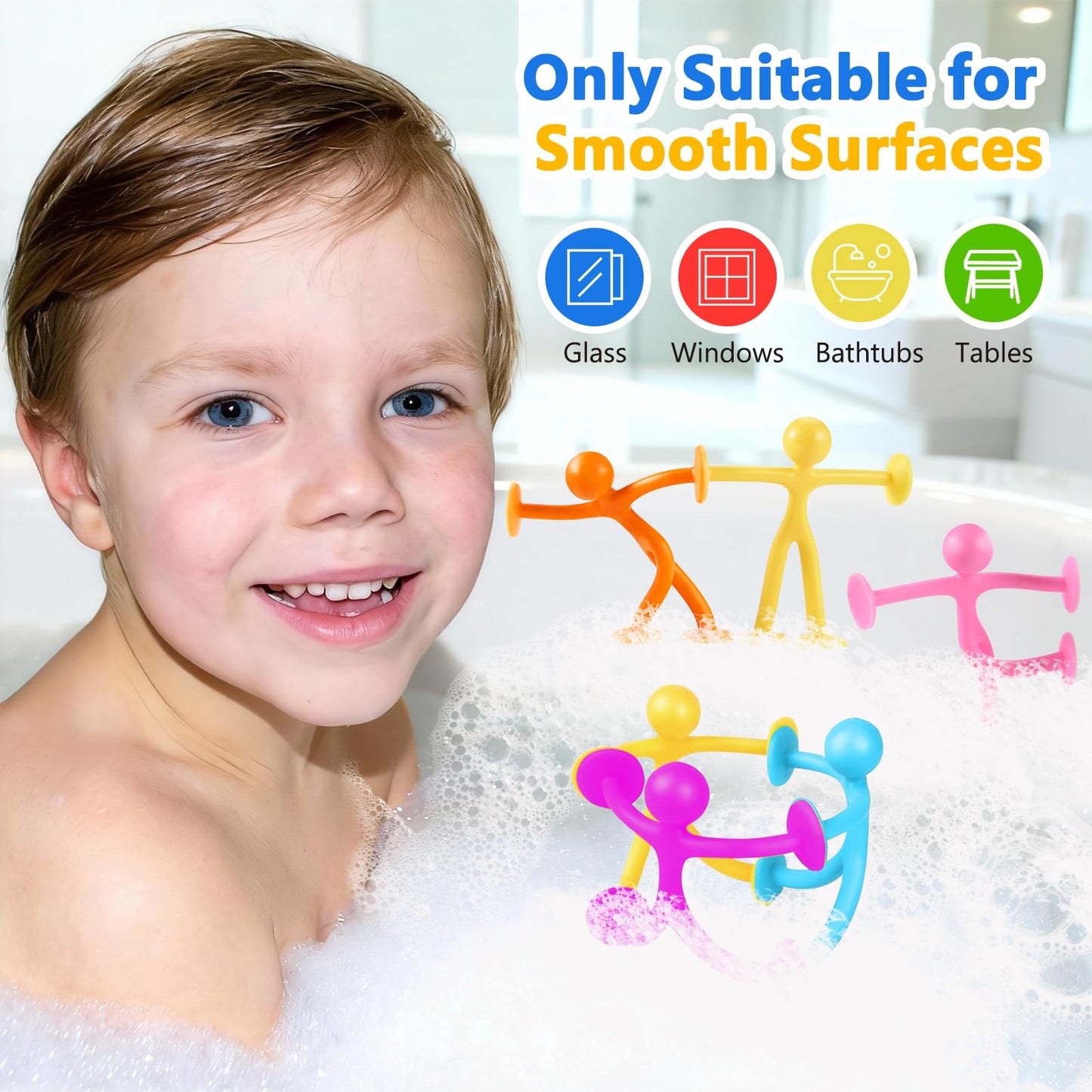 GOLDGE 50 Pack Suction Cup Fidget Toys Set,Humanoid Sensory Toys for Kids with Autism, ADHD, & Stress Relief, Bath & Travel Toys for Classroom,Party Favors, Stocking Stuffers for Boys Girls