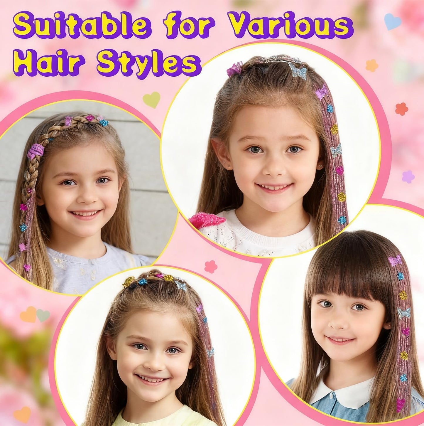WDFXLWT Hair Gem Stamper Kit – Sparkling Jewels Hair DIY Art for Girls, Glitter Diamond Styling Tools Hair with 330+ Reusable Sequins, Fun Craft & Party Gift for Ages 3-12