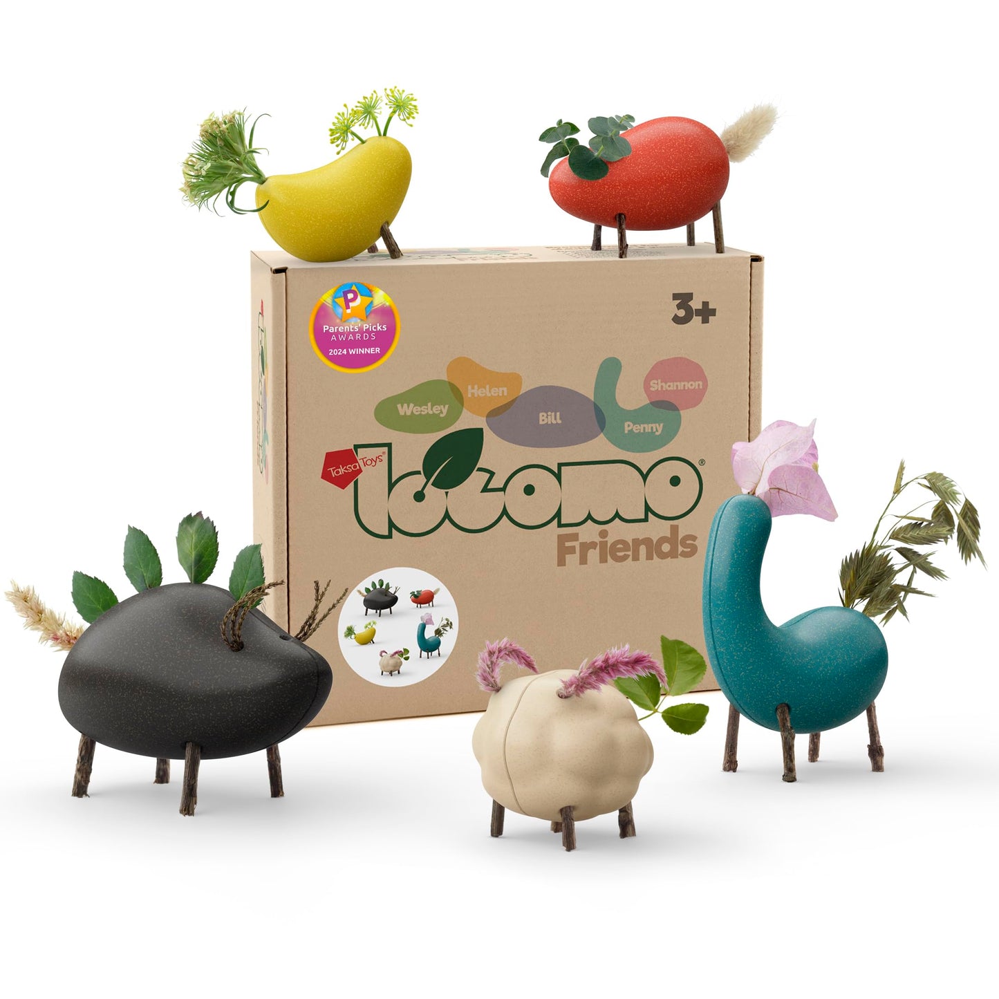 Taksa Toys Locomo Friends V Waldorf Educational Outdoor Play Figures, Montessori Wooden Animal Toys for Kids 3 4 5 6 7+, Open-Ended Learning & Creativity, Nature Eco Toys, Gifts (Set of 5)
