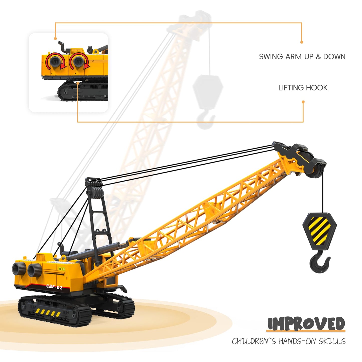 Kids Construction Toys for Boys, Playset of Excavator Toy, Crane Toy & Semi Truck Toy Tractor Lowboy Trailer, Construction Trucks for Toddler, Ideal Birthday Party Favor Gift for 3 Years Old and Up
