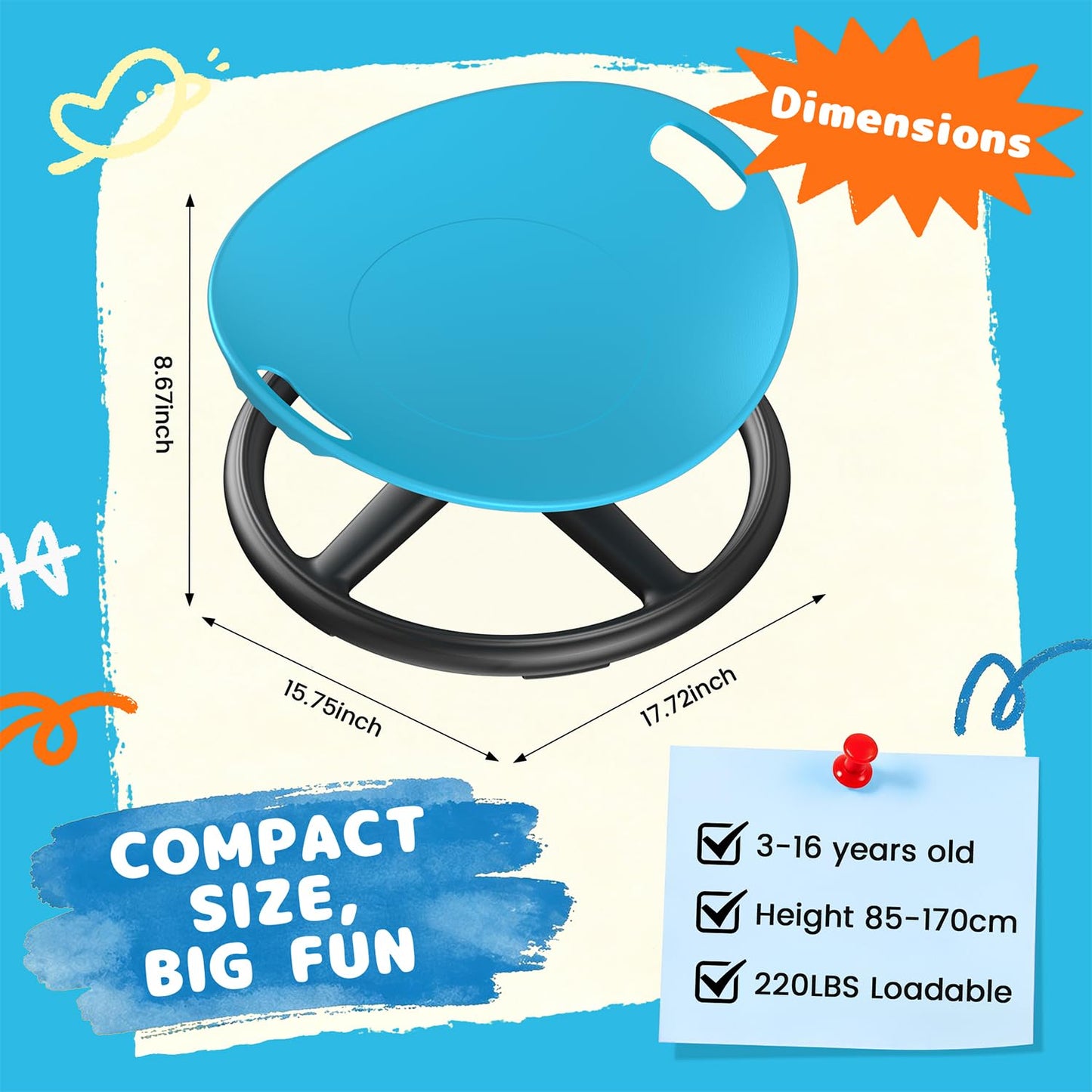 ALSPON Spinning Chair for Autistic Kids | Sensory Spinning Chair and Sit and Spin Toy | Sensory Seat for Toddlers Development