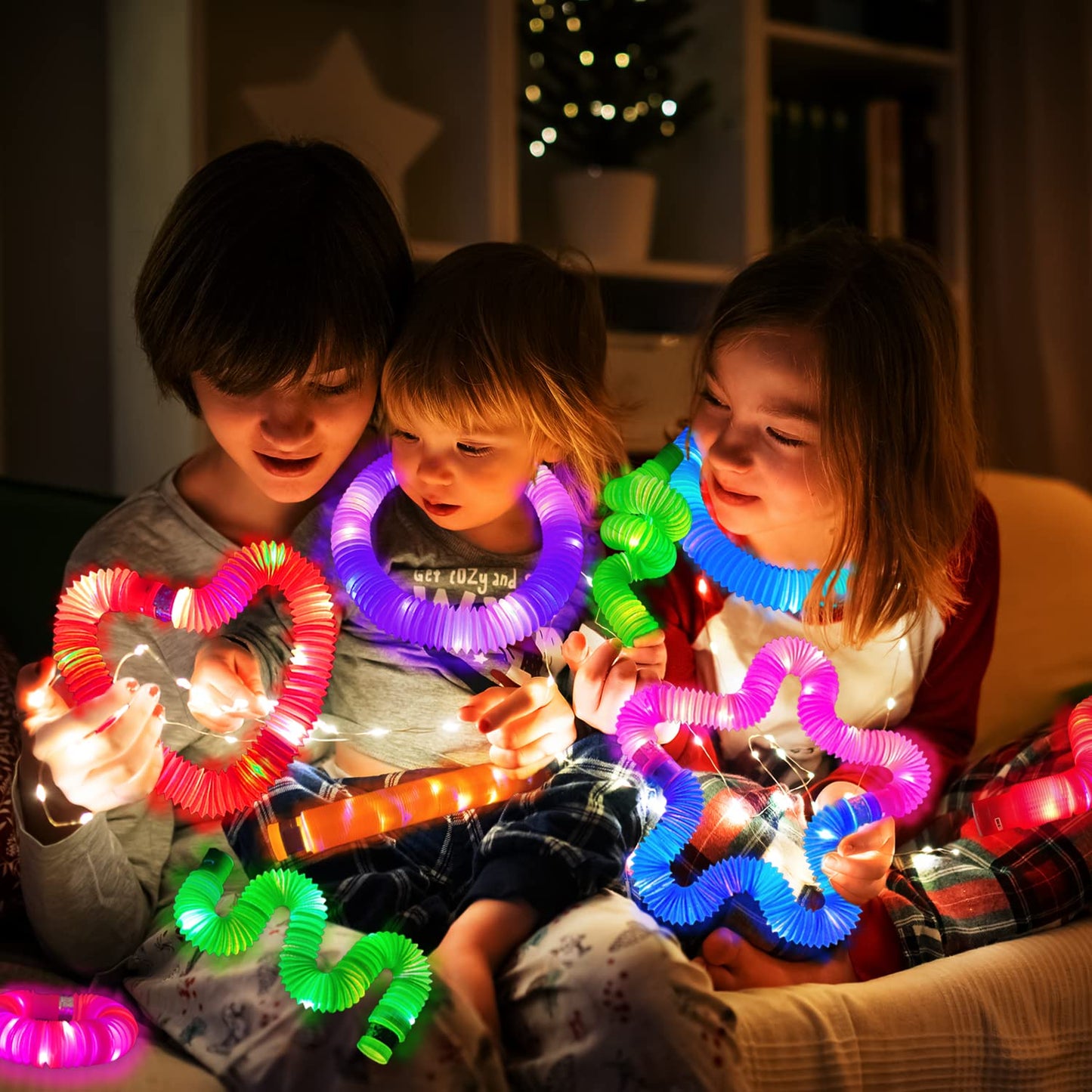 24 PCS Light Up Party Favor Supplies for Kids 4-8-12,Bulk Glow Stick Bracelet Necklace Accessories Decoration for Toddlers,Birthday Goodie Bag Stuffers Graduation End of School Year Gifts for Students