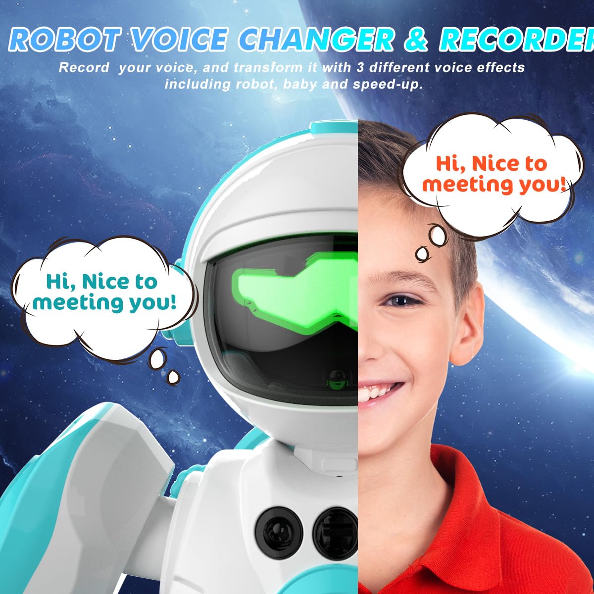 VATOS Robot Toys for Kids, 2PCS Remote Control Robot with Record Voice & Gesture Sensing Control, Rechargeable Programmable Music Dancing Functions for Toddler Boys Age 3 4 5 6 7 8 Years Old