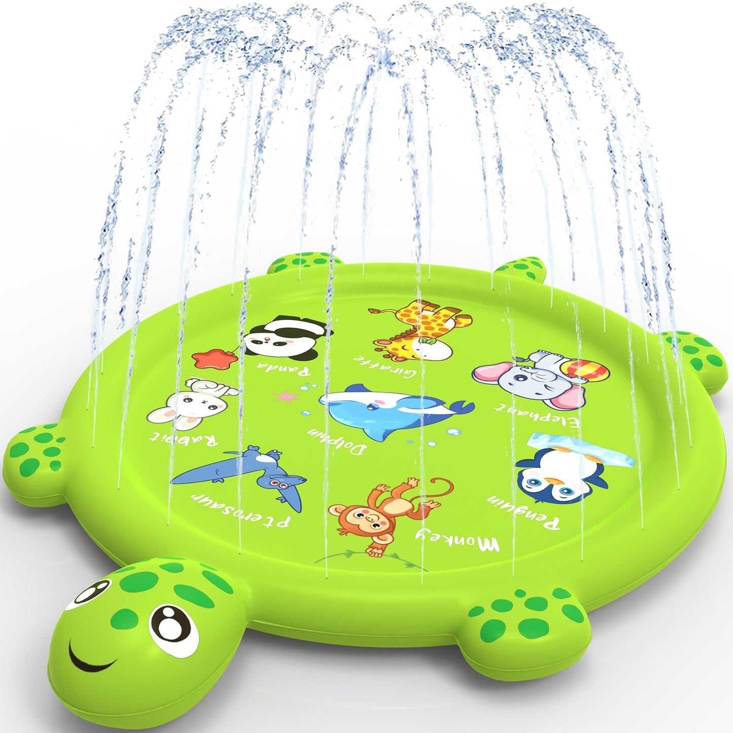 tmstorys Splash Pad for Toddlers 1-3, 67" Turtle Sprinkler & Splash Play Mat, Inflatable Baby Kid Pool, Summer Outdoor Water Toys for Toddlers, Boys, Girls Backyard Garden Lawn Games