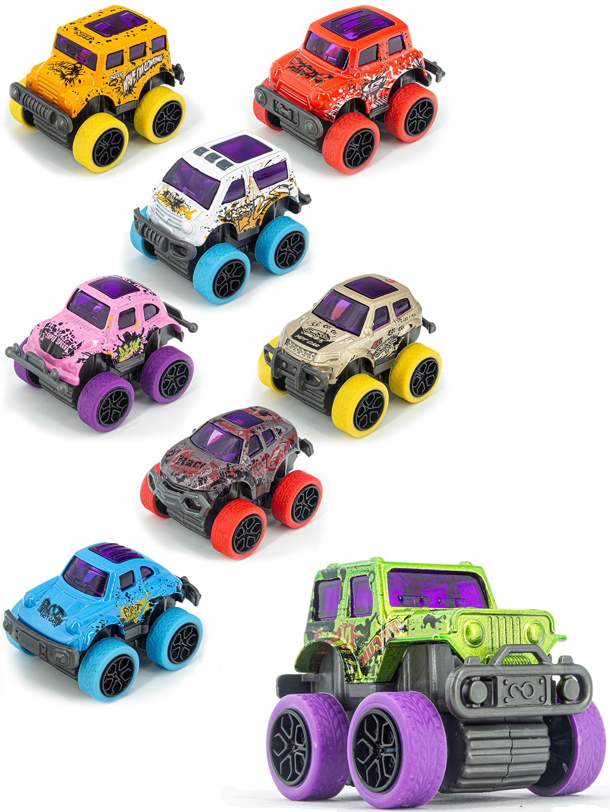 Monster Truck Christmas Stocking Stuffers for Boys Age 3-6 – Pull Back Monster Trucks for Party Favors, Set of 8