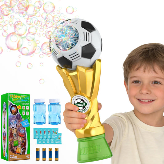 Football Trophy Bubble Wand,Soccer World Cup Bubble Machine for Kids,Light Up Bubble Maker,Bubble Blower,Outdoor Party Birthday Bubbles Toy for Toddlers,Gift for Boys Age 3-8 Years Old.