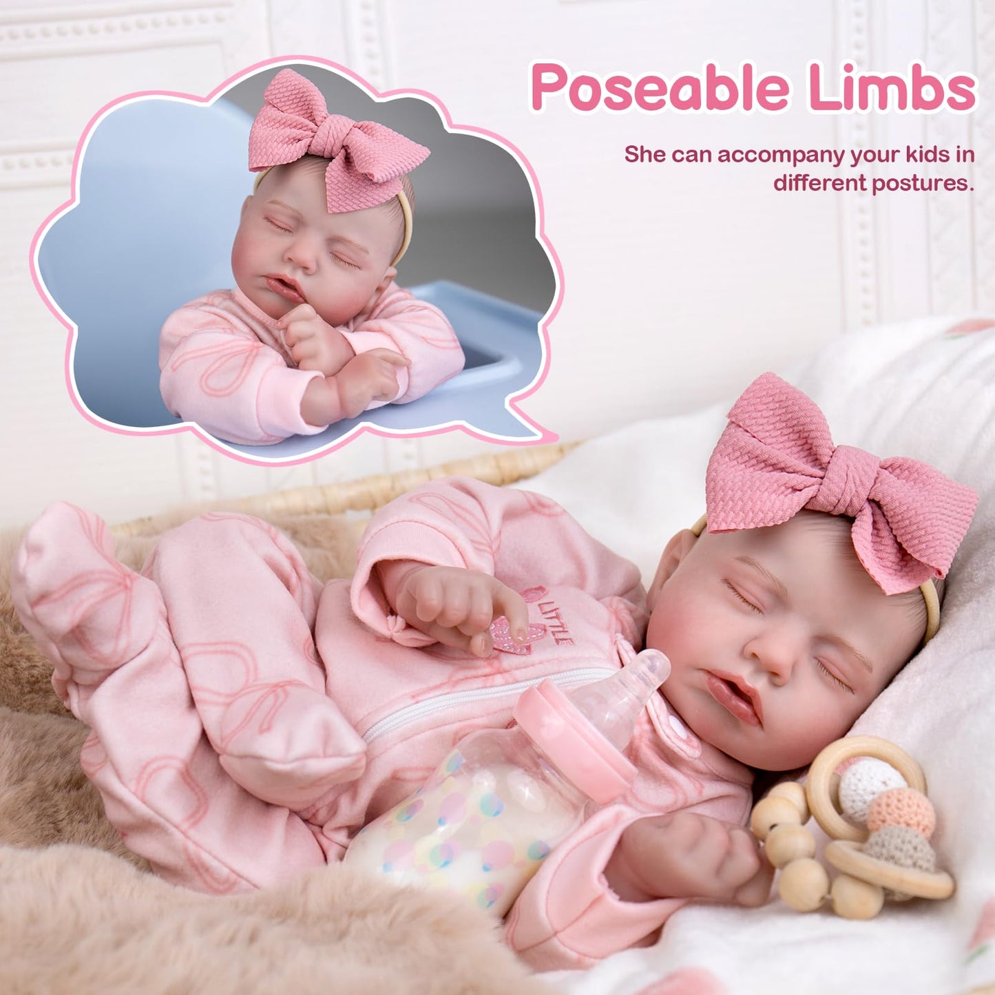 UOFTKIZ Real Life Reborn Baby Dolls Girl - 20 Inch Realistic Baby Doll, Soft Vinyl Lifelike Baby Doll, Perfect for Role-Playing, Gift for Kids 3+, Grandma, New-Parents, Collectors