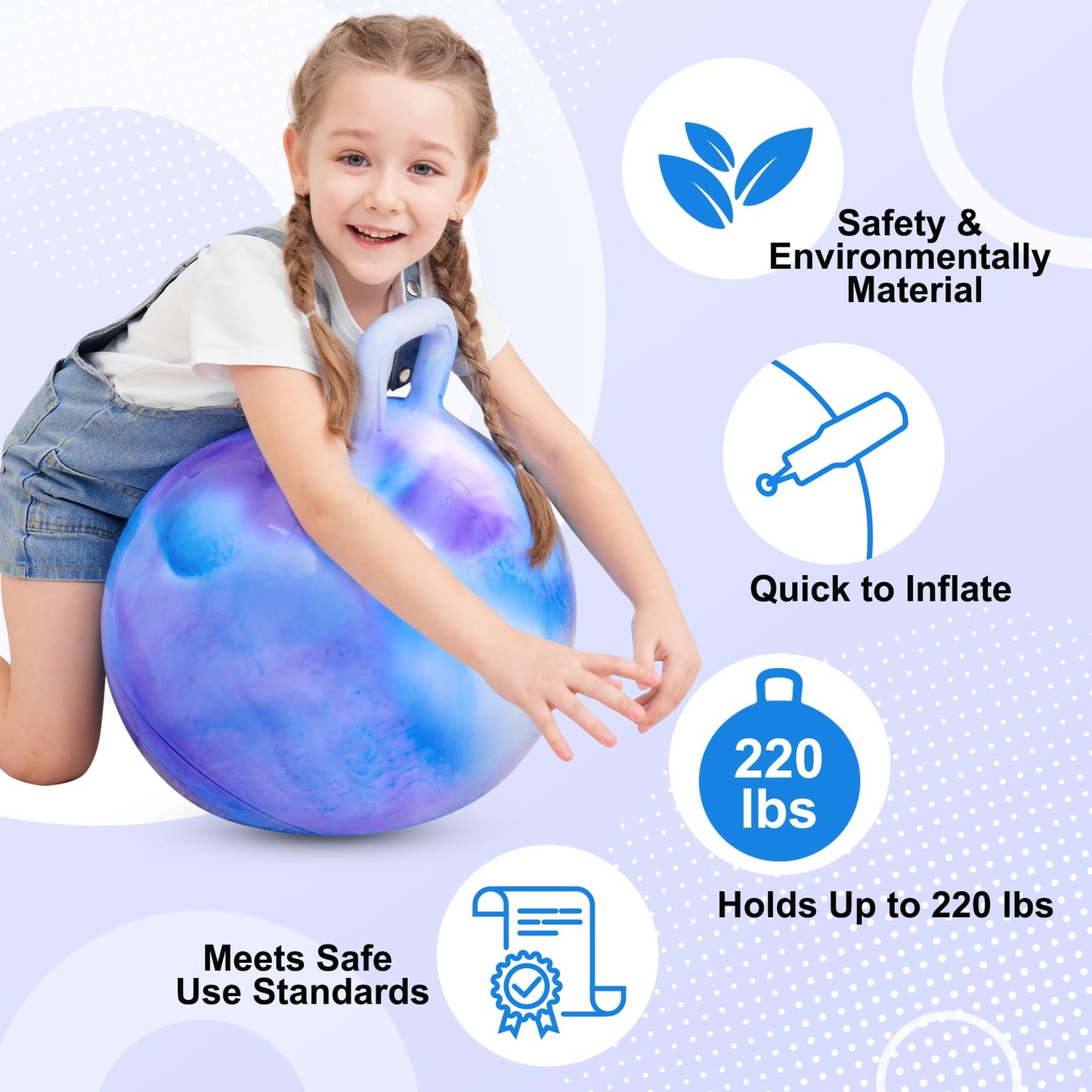 ZOOJOY Glow-in-The-Dark Light Up Hopper Ball for Kids, 20 Inch Bouncy Ball with Handle, Inflatable Night Glow Jumping Toy for Boys and Girls Aged 6-12, Indoor & Outdoor Play, Includes Pump