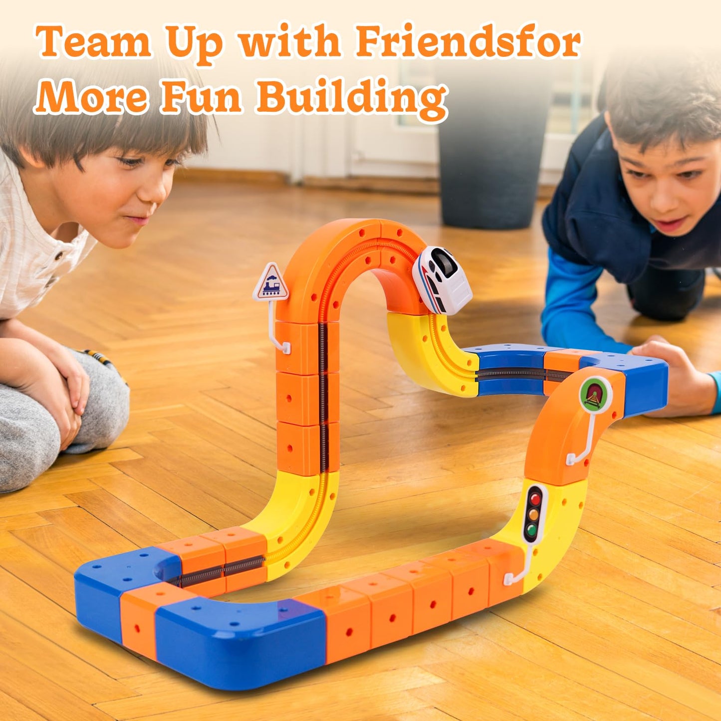 81 Pcs Electric Train Set for Kids, Anti-Gravity 3D Flexible Race Track with Motorized Car, STEM Building Construction Toys for Toddlers, Creative Birthday Gift for Boys Girls Ages 3 4 5 6 7 8+