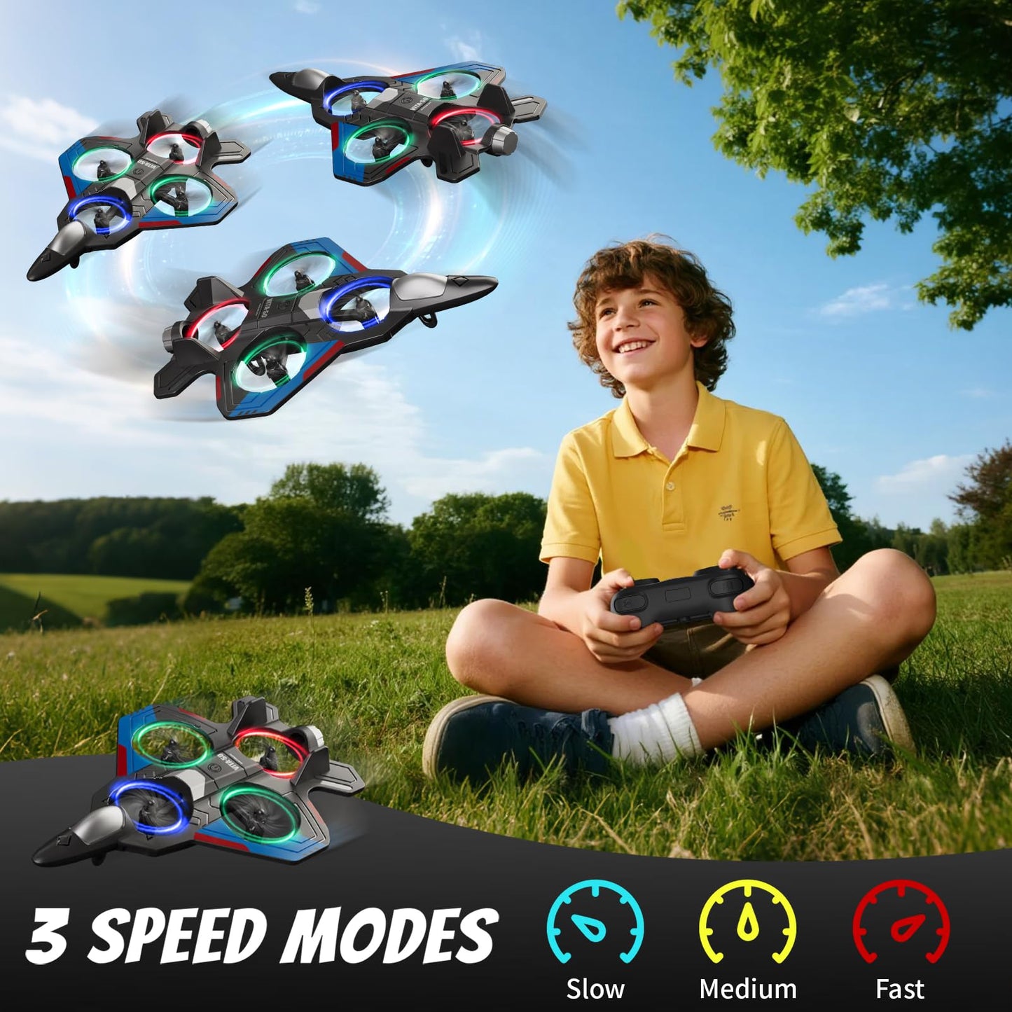 Foam Remote Control Airplanes with 3 Batteries, RC Plane Airplane Toys for Boys Kids Adults Beginners 4-8 8-12 12-16, RC Planes Fighter Jet Helicopter Drones for Kids Adults, 360° Flip Easy to Fly