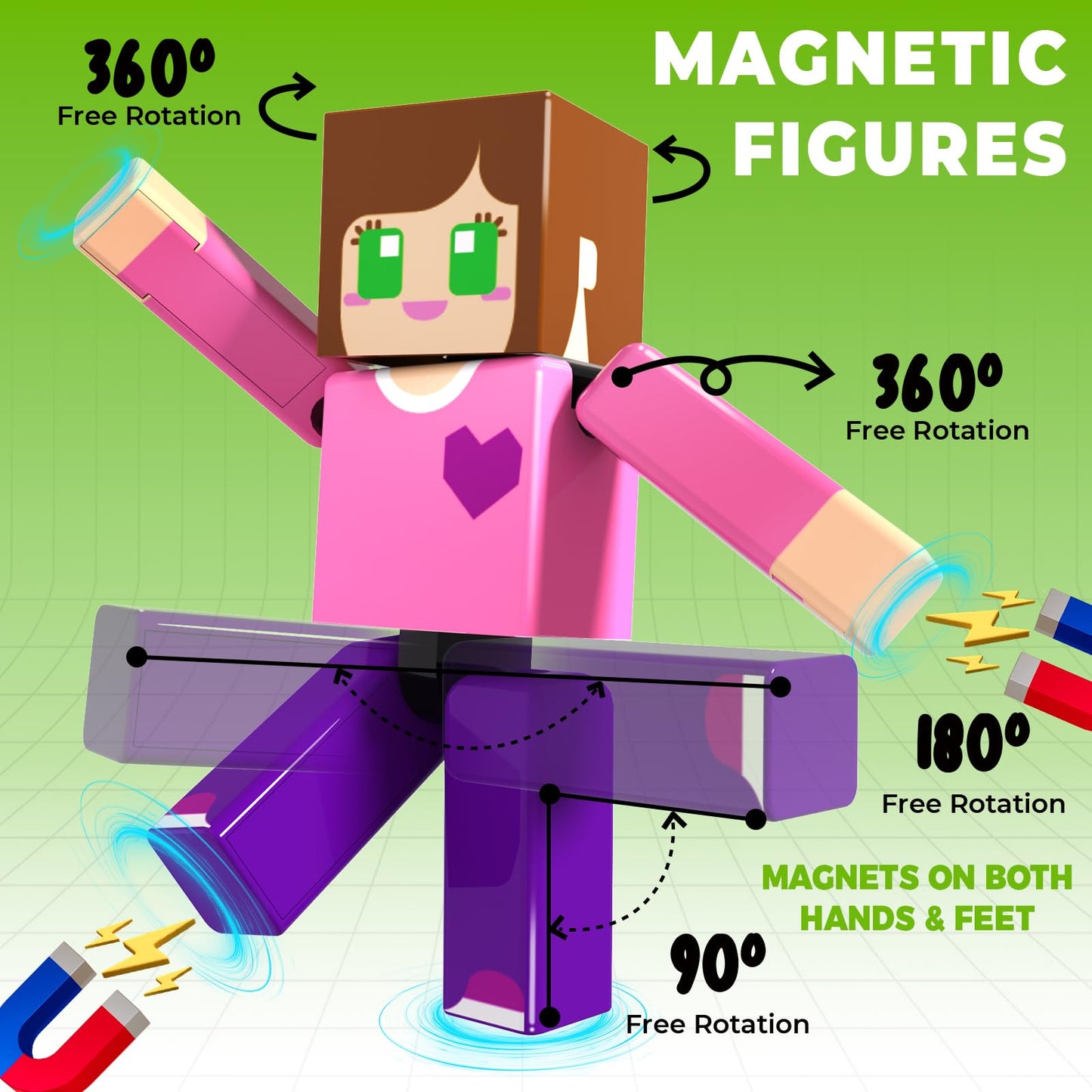 Annexfun 210PCS Magnetic Blocks with 6 Action Figures– 2026 STEM Magnetic Building Blocks for Kids 6+ Christmas, Creative Educational Play Set for Boys & Girls