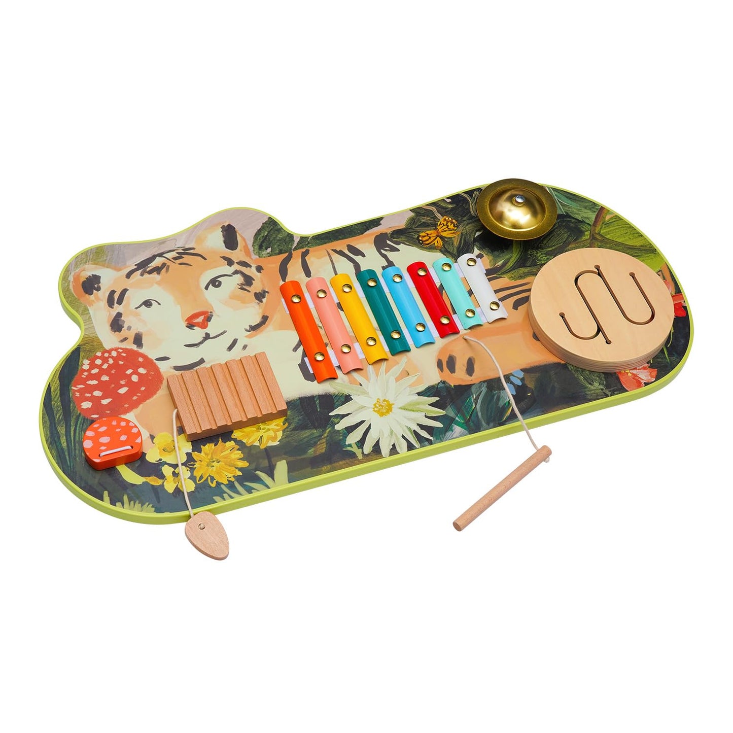 Manhattan Toy Tiger Tunes Wooden Toddler and Preschool Musical Toy Instrument with Optional Wall Mounting