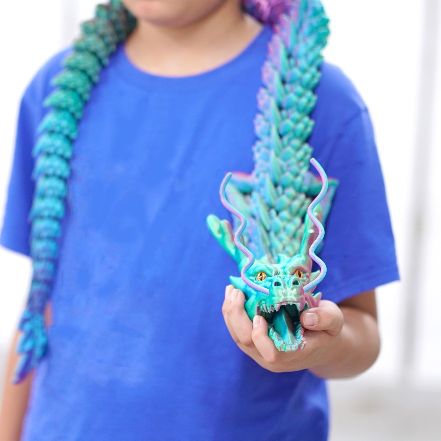 Large 3D Printed Dragon Toys,XXL Animals 47.3 inch Super Long and Big Size lacertid Figurines,Giant 3 D Printer Stuff Dragons Egg,Huge Fidget Action Figures,Cool 3-d Print Gifts (47.3inch-PG)
