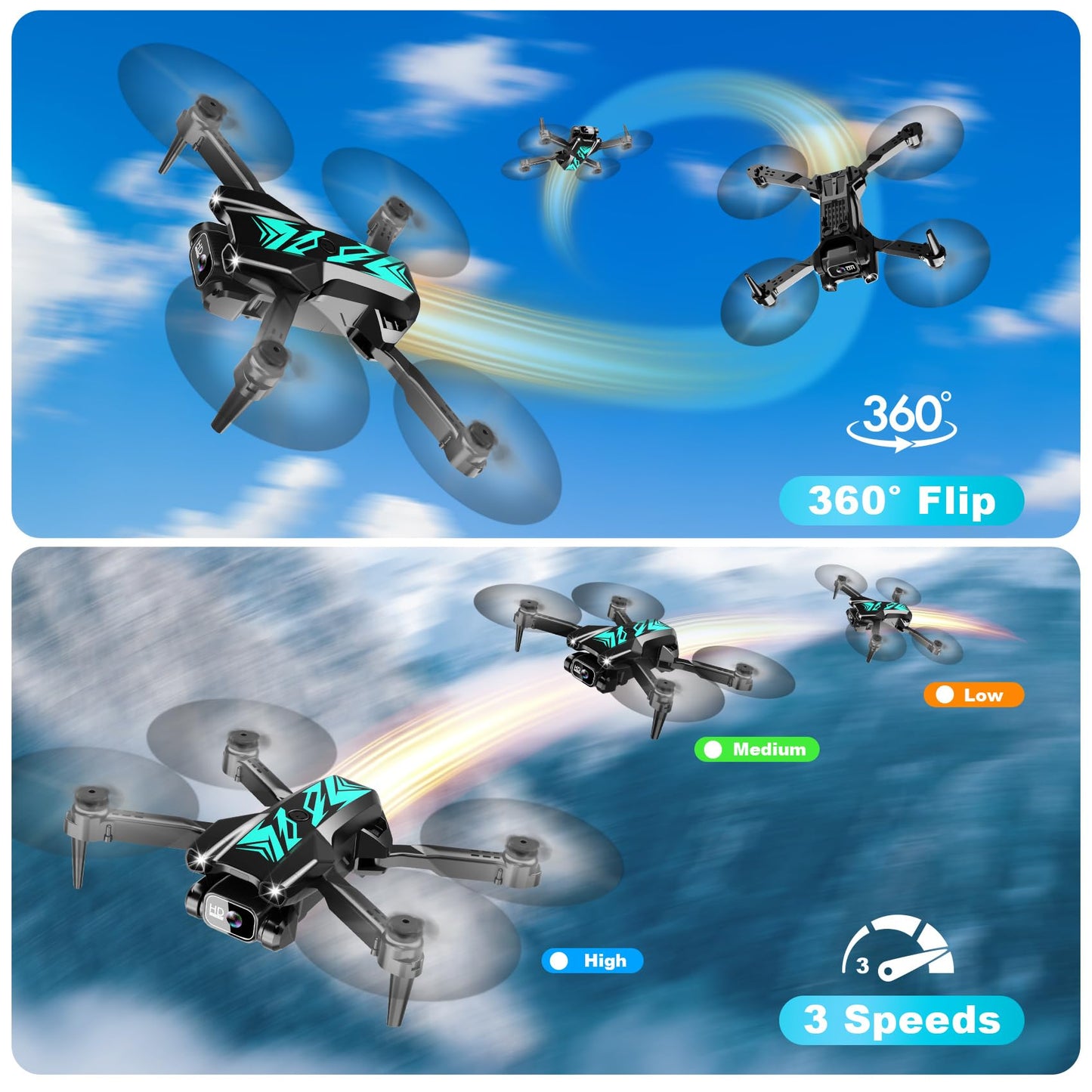 Mini Drone with Camera for Beginners Adults-1080P FPV Camera Foldable Drone with Stable Altitude Hold, Gestures Selfie, Waypoint Fly, Headless Mode, Auto-Follow, 3D Flip, One Key Start, 3 Speeds, 2 Batteries