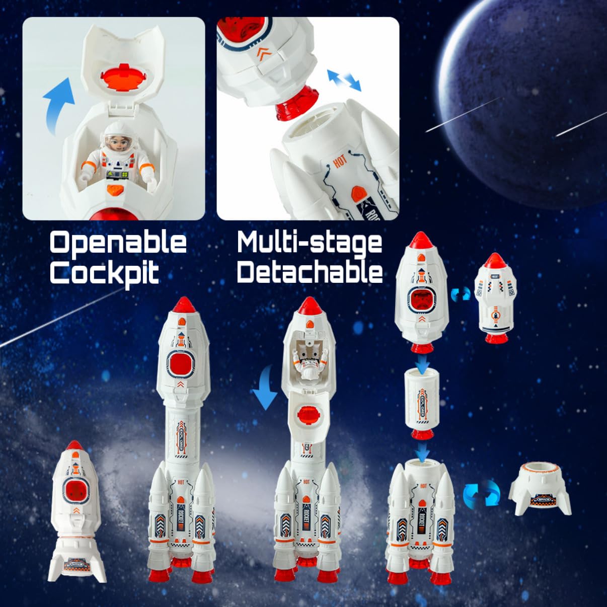 Wbzle Educational Toys Interactive Children's Rockets for Kids Toddler Toys for 4-5 & 6-8 Year Old Boys