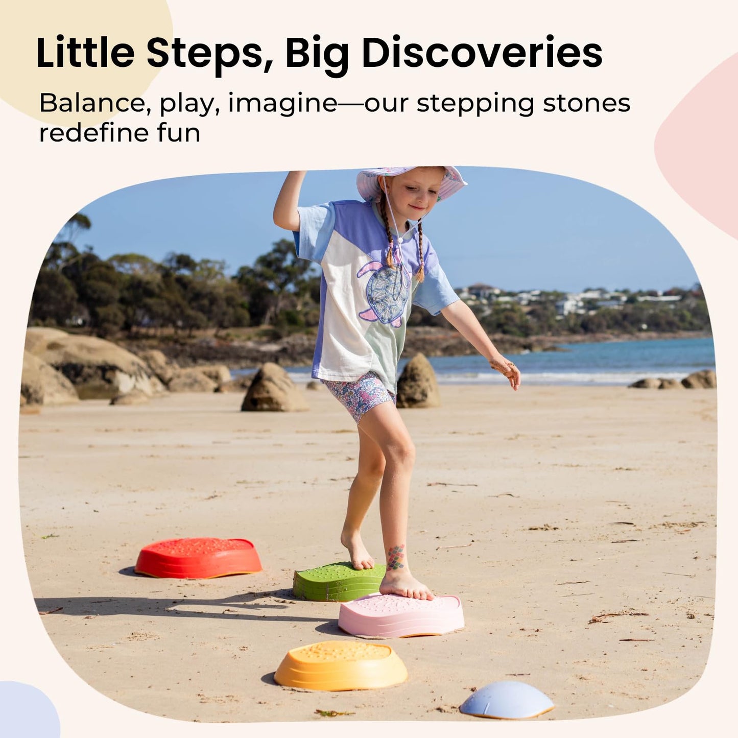 Tiny Land Stepping Stones for Kids, 5pcs Non-Slip Toddler, Sensory for Promoting Toddler's Balance & Coordination Skills, Stepping Stones for Toddlers 3-5, Toddler Toys for Boys & Girls Gifts