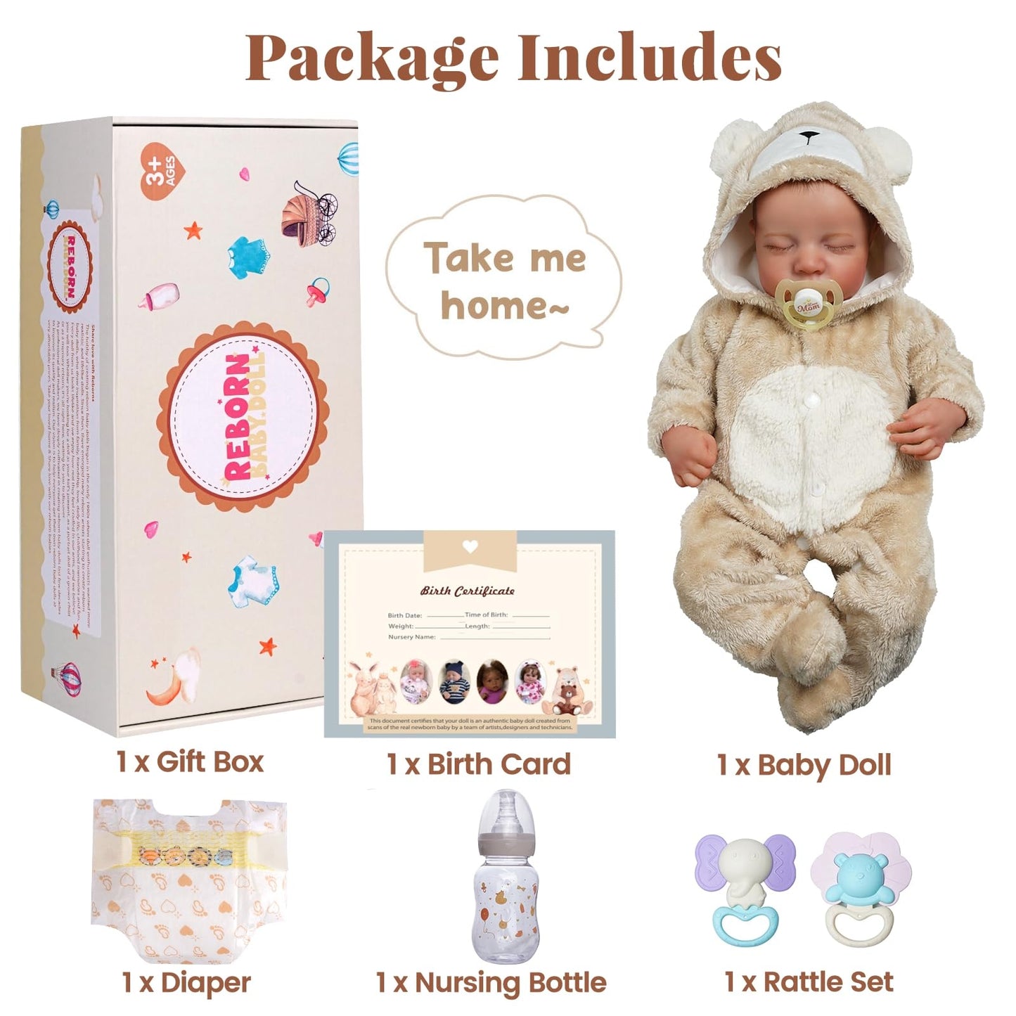 BABESIDE Lifelike Reborn Baby Dolls Boy - 17-Inch Baby Soft Body Realistic-Newborn Baby Doll Silicone Full Body Vinyl Real Life Baby Dolls with Toy Accessories for Kids Age 3+