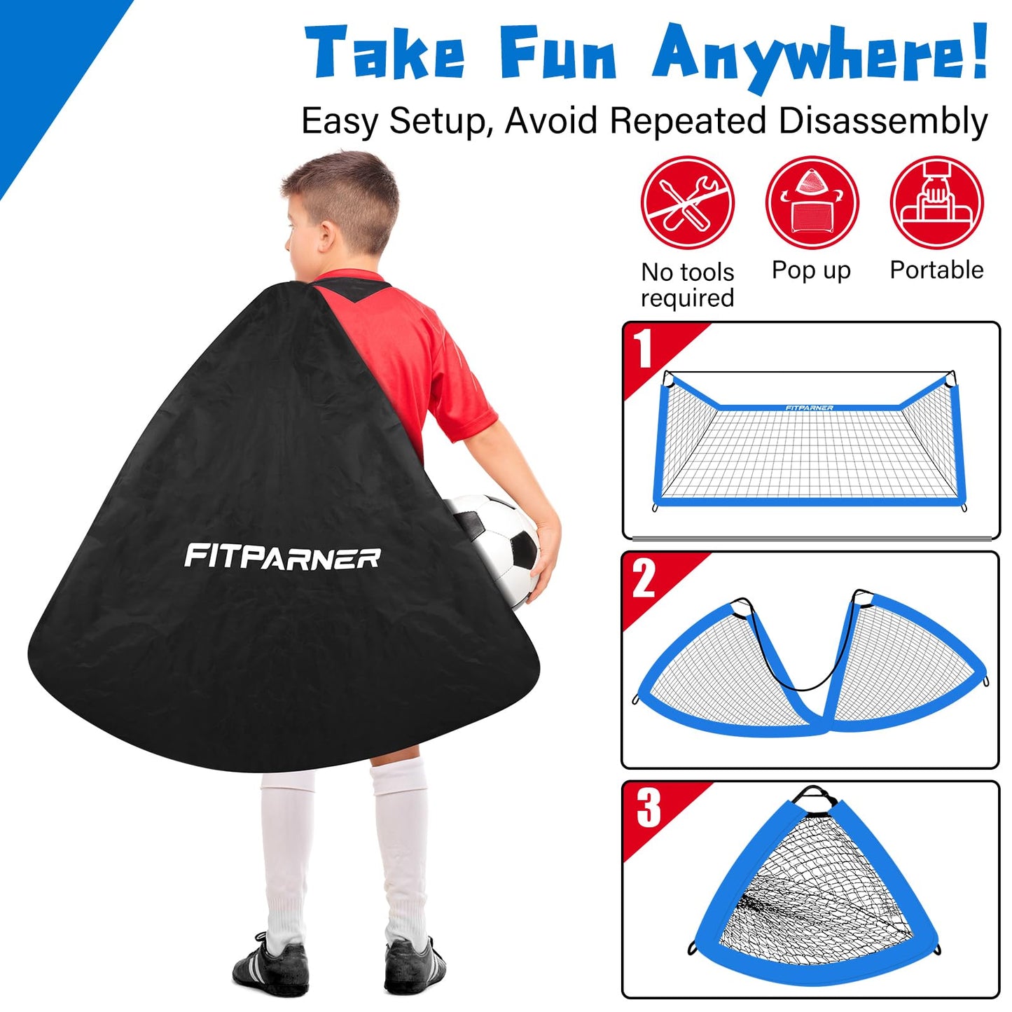 Kids Soccer Goals, 2 Pack 4x3 ft Soccer Nets for Kids Age 3-5 6-8 8-12 10-12-14, Backyard Training Equipment Set with Target, Ball, Cones for Goal Practice,Outdoor Game, Ideal Gift