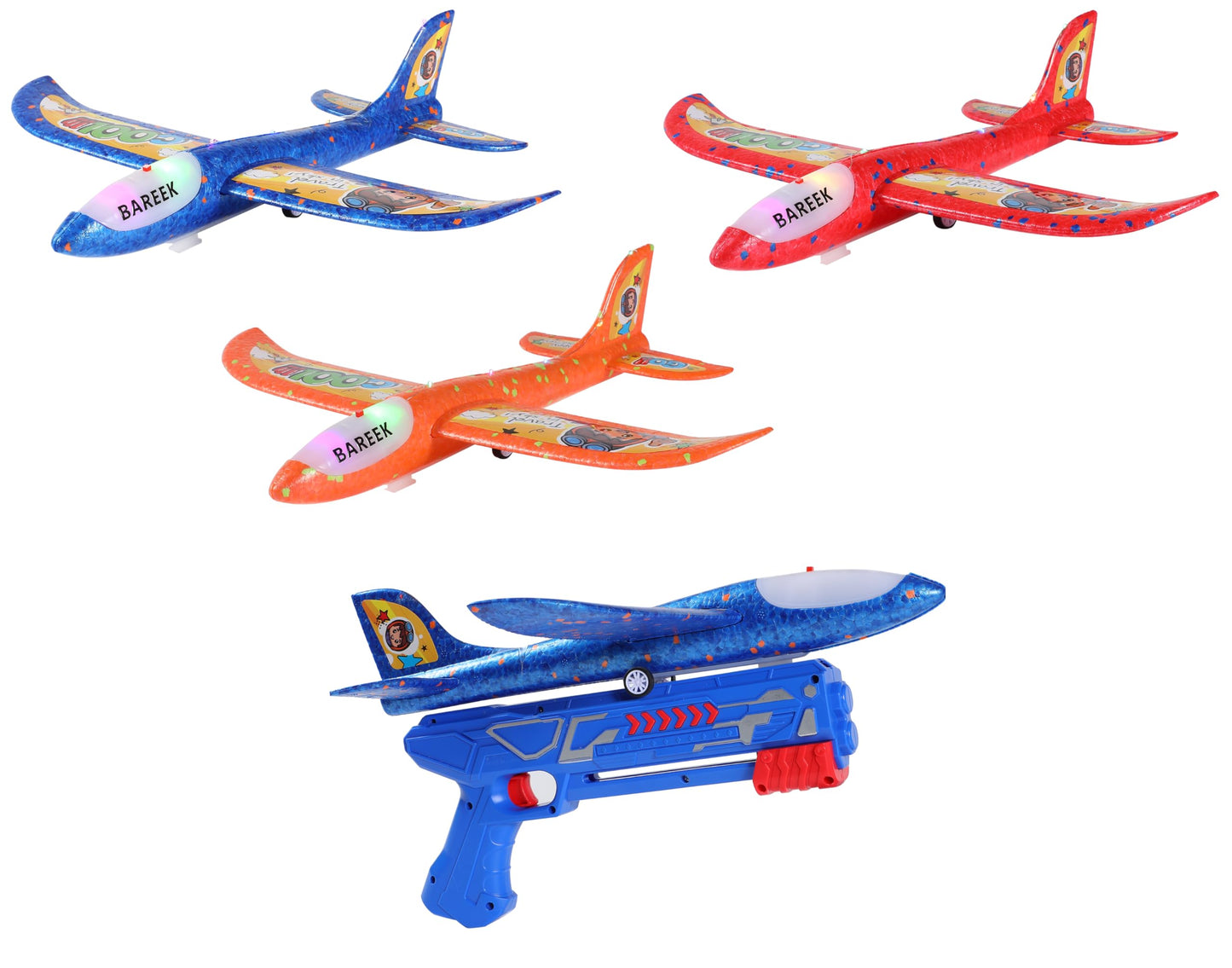 BAREEK 3 Pack Airplane Launcher Toy for Kids 13" Led Foam Glider Catapult Plane Kids Outdoor Toy 2 Flight Mode Foam Led Airplanes Outdoor Flying Toy 3 4 5 6 7 8 9 10 11 12 Old Boys Girls Birthday Gift