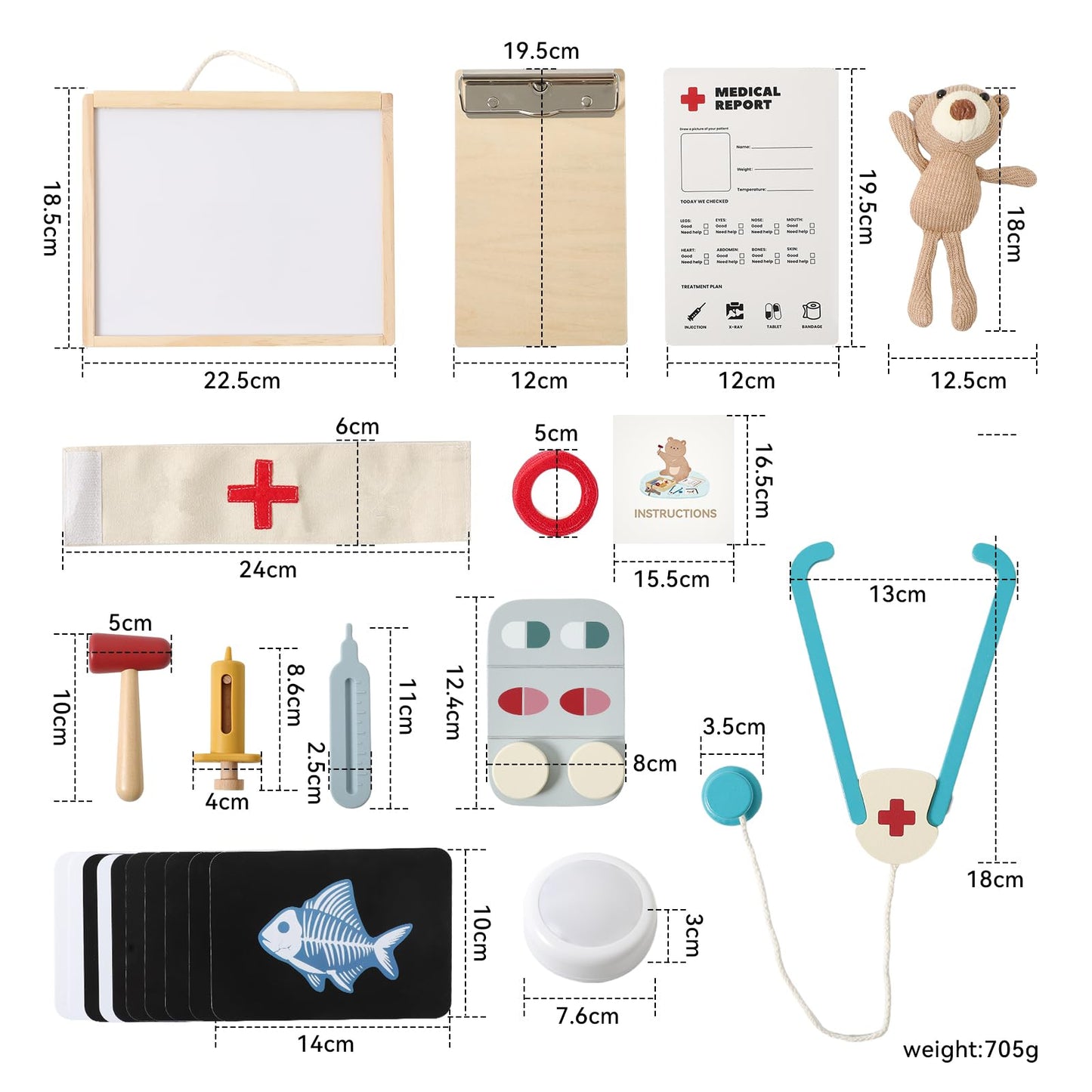 Macabaka Doctor Kit for Toddlers 3-5, Pet Vet Pretend Play Toys for Kids, with X-Ray, Wooden Light Box, Medical Tools, STEM Educational Montessori Toys