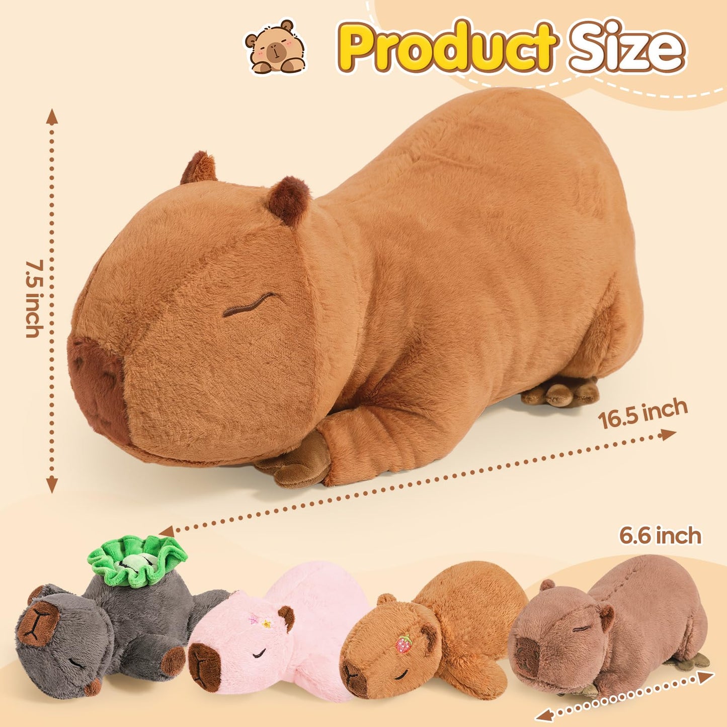 Ditucu 5Pcs Capybara Stuffed Animal Mommy 16.5 inch with 4 Babies 6.6 inch Family Set Cute Plushies Toys Gifts for Kids