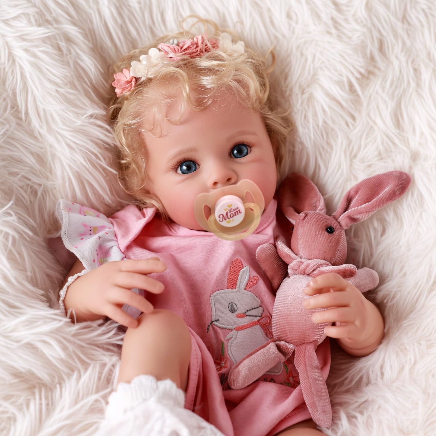 BABESIDE Reborn Baby Dolls - 17 Inch Soft Body Realistic Baby Doll Girl Lovely Awake Blond Curly Hair Girl Bebe Reborn de Silicona Real Life Baby Dolls with Gift Box for Kids Age 3+ Collectors