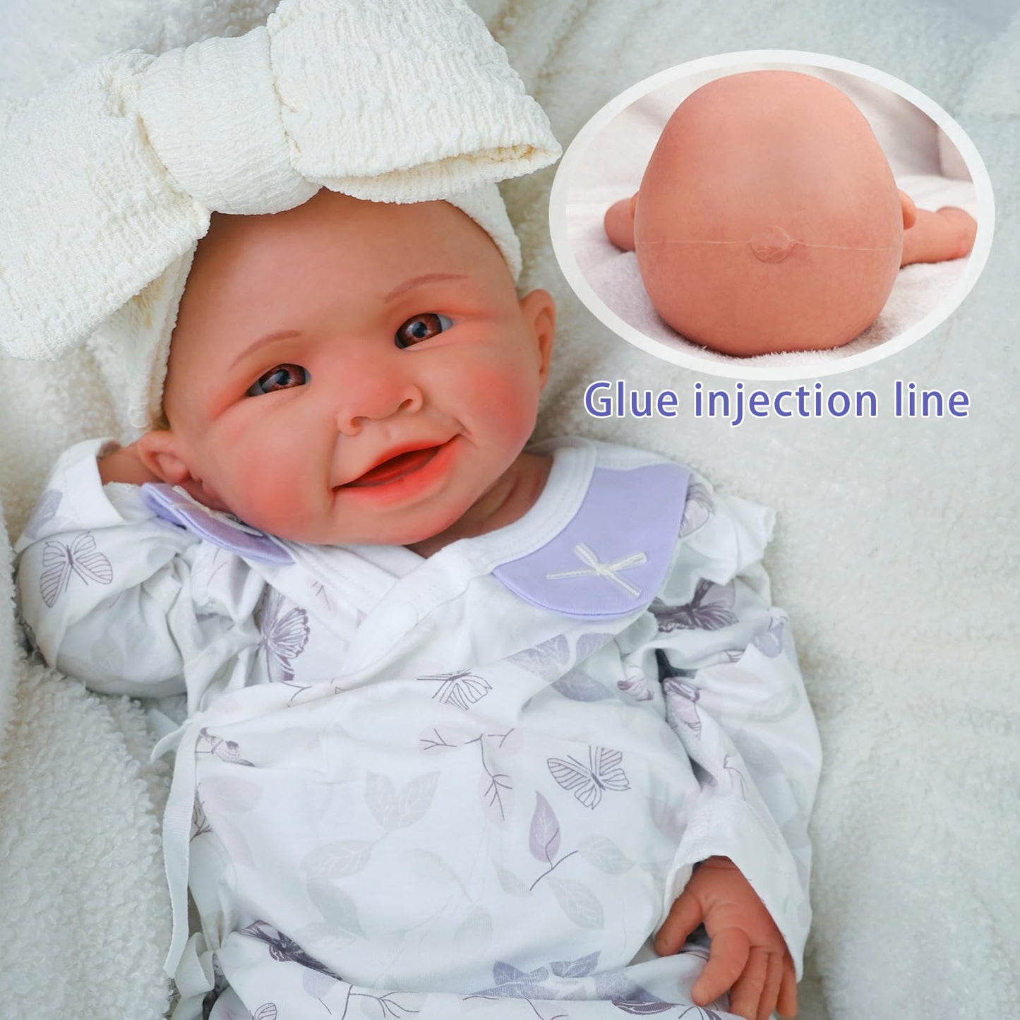 Reborn Baby Dolls Silicone Full Body -18.5 Inch Lifelike Baby Doll Girl Not Vinyl,Hand Painted Realistic Smiling Newborn Baby Doll Gift for Kids 3+ & Collectors