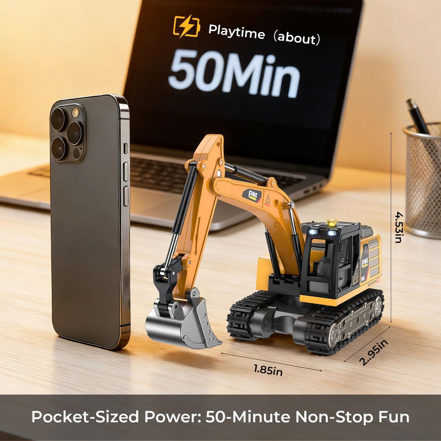 DAOGU Remote Control Excavator Toy,1:64 mini RC Construction Vehicle Toys, STEM Tools for Learning Programming for Boys 3 4 5 6 7 8-12 Year Old Kids Christmas Birthday Gift (mini Excavator)