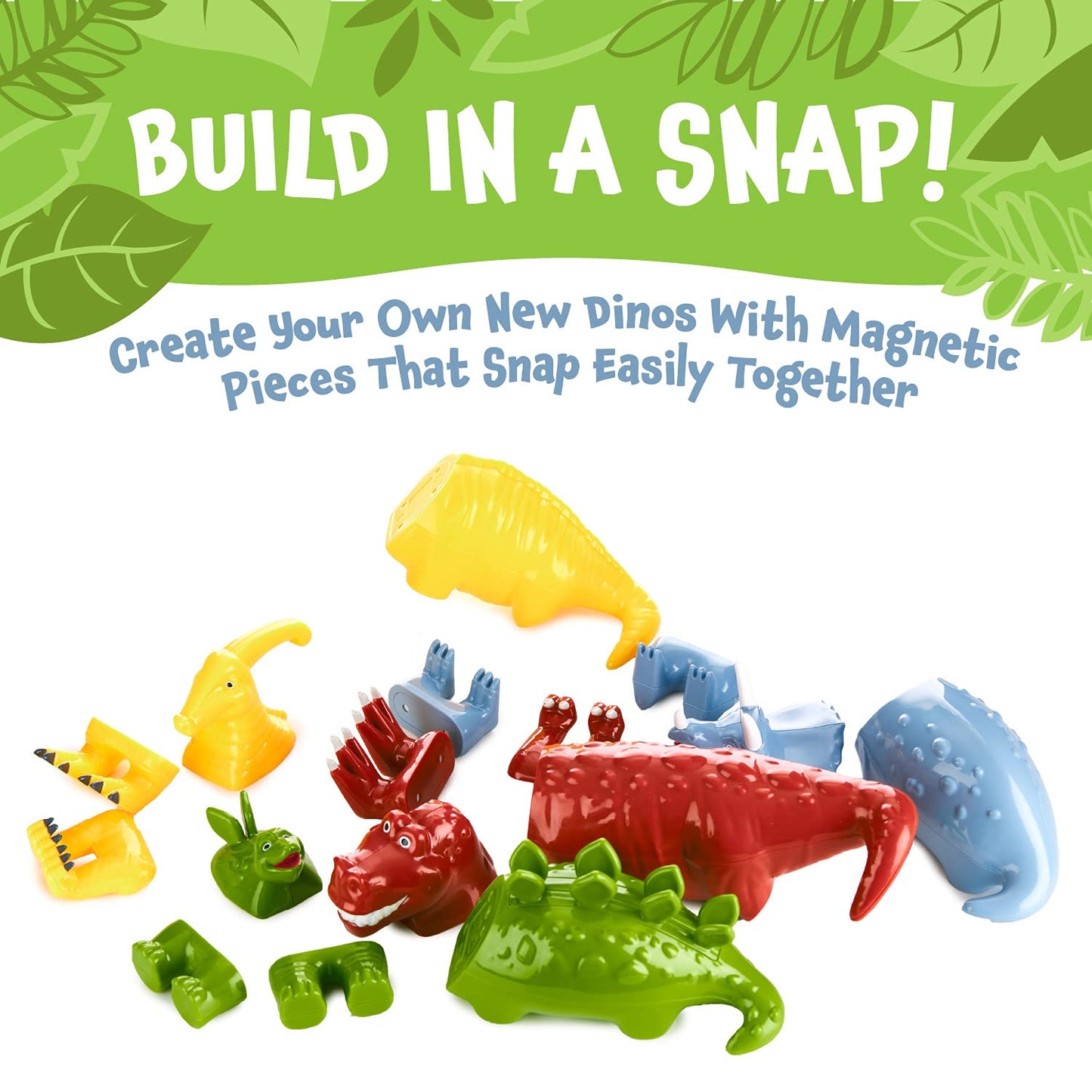 POPULAR PLAYTHINGS Magnetic Dinosaurs for Toddlers 1-3, Mix or Match Dinosaur Toys, Set of 4 Gift for Kids - Dinosaurs