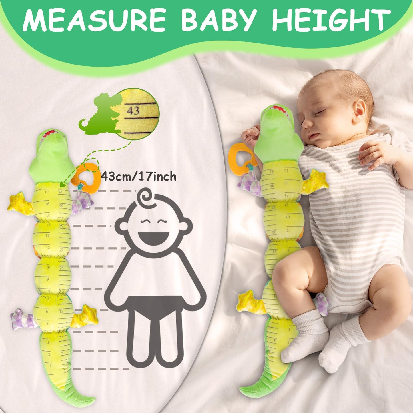 Ussybaby Baby Boy Toys for 0 3 6 9 12 Months, Soft Tummy Time Toy with Multi Textures,Rattle,Crinkle,Newborn Baby Stuffed Animal Toy, Baby Gift,Caterpillar