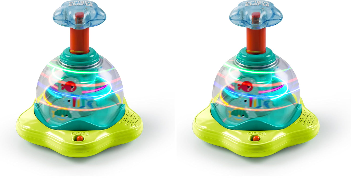Bright Starts Press & Glow Spinner Cause and Effect Musical Baby Toy,Age 6 Months+,(Pack of 2)