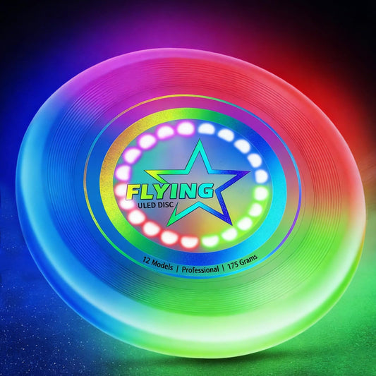 Umnodobn Light Up Flying Disc Toy Kids, Adults, Teens – 7 Glow in the Dark Modes, 22 Bright LEDs, Rechargeable, Outdoor Flying Sport Disc for Night Games, Family Fun, Beach, Park, Camping