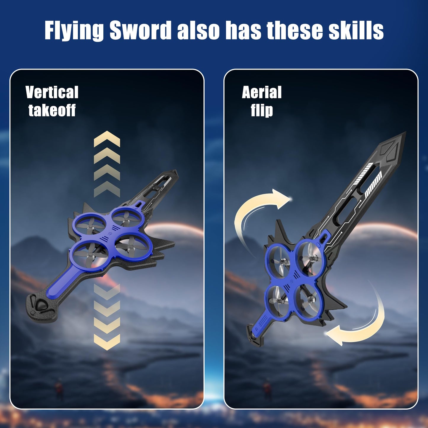 Virellia Flying Sword RC Airplane, Flying Dagger Remote Control Airplane Drone for Kids Adults 8-16, Gesture Control Planes with 360° Flip Fighter Jet Toy, Stunt Roll, Gifts for Kids Boys Girls, Large