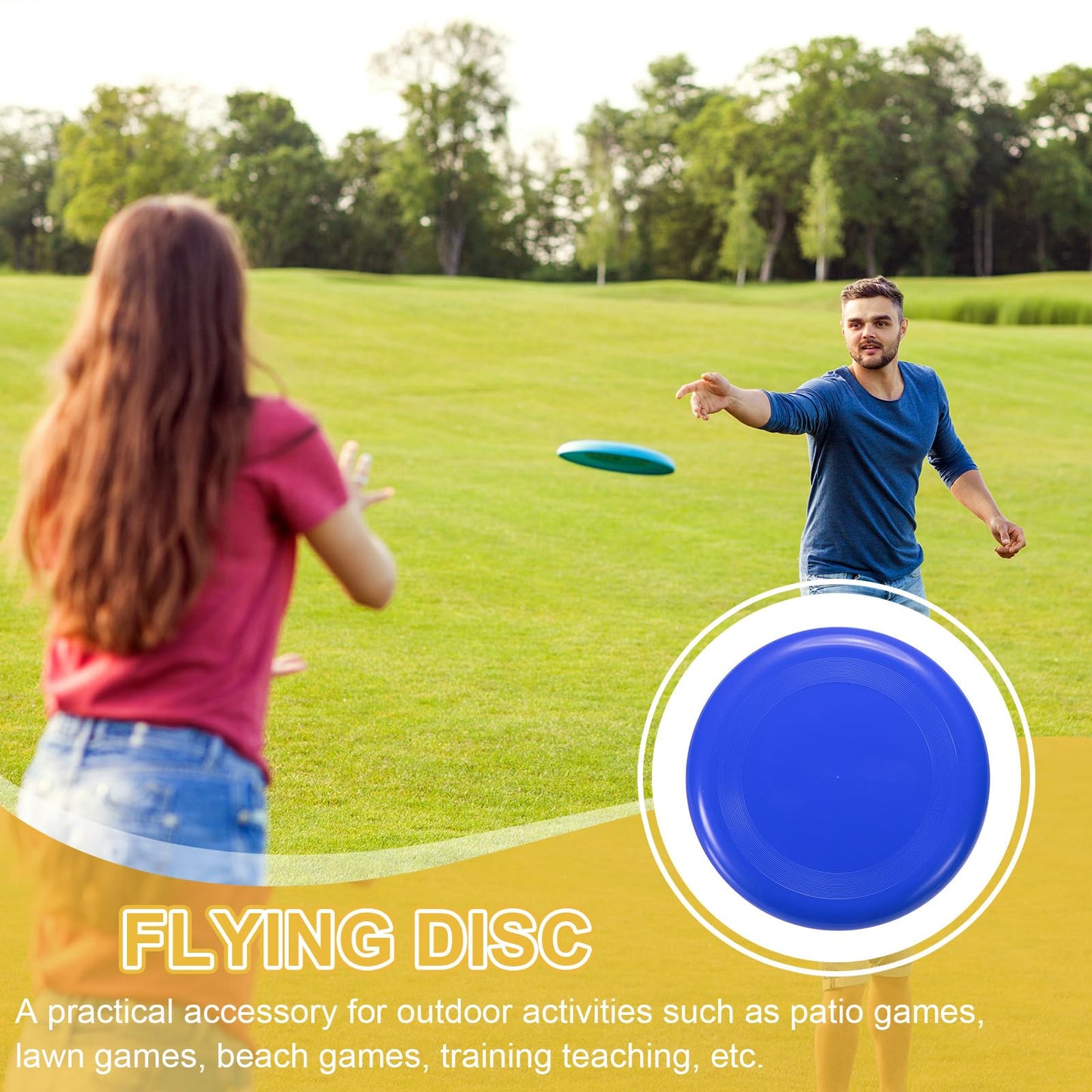PATIKIL Flying Disc 9 Inch, 5 Pack Colorful Plastic Flying Disk Flyer for Outdoor Sports Training Playing Lawn Game, Blue
