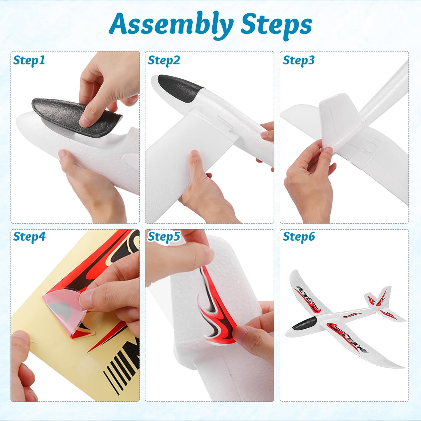 TOYANDONA Foam Glider Airplane Toys, 39 Inch Large Aircraft Hand Throwing Planes 2 Flight Mode Flying Toy Styrofoam Airplanes for Kids Birthday Party Favors Outdoor Yard Games