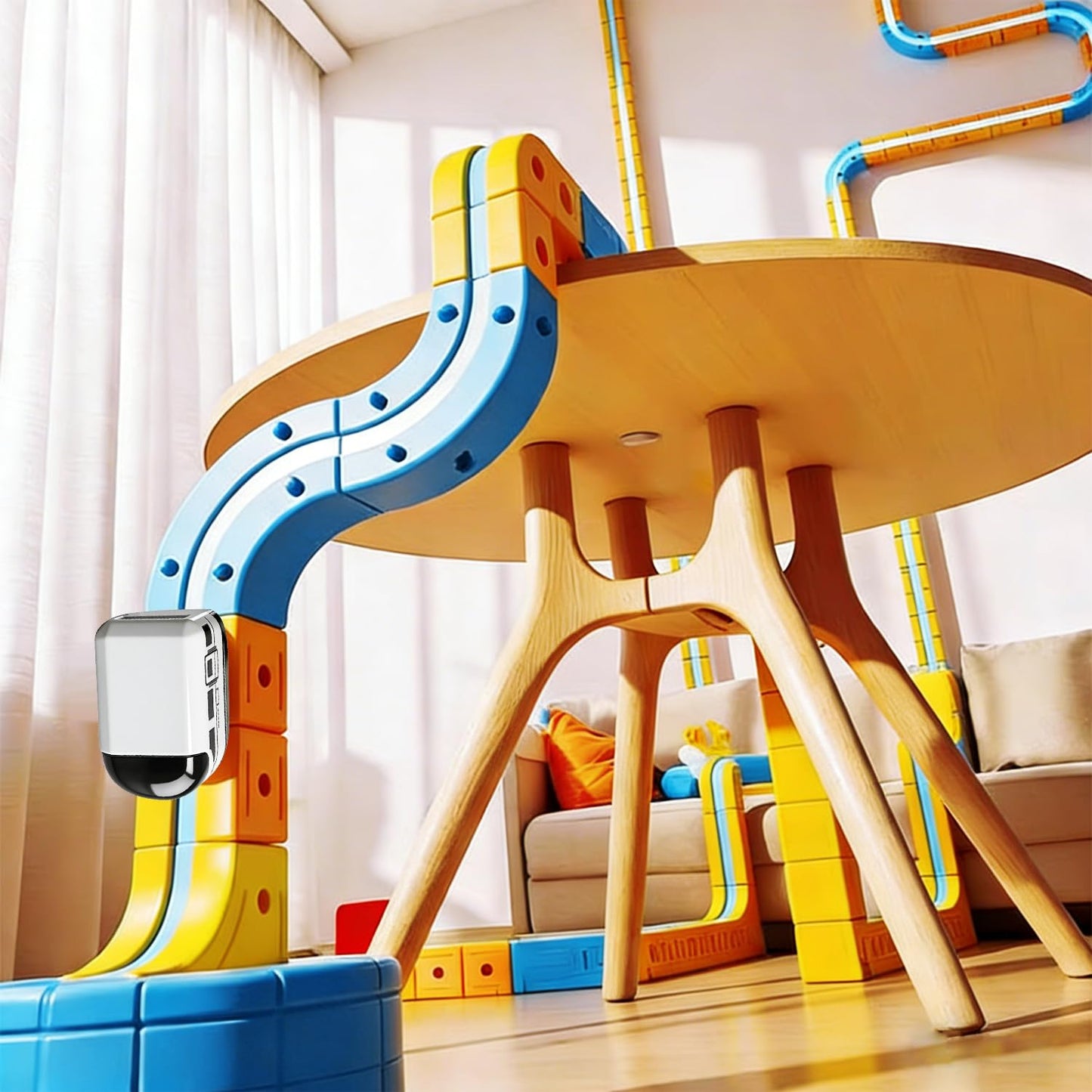 Electric Train Set for Kids Toddlers 3-5,Magnetic Track&Rechargeable Car,Gravity-Defying 3D Embedded Layouts DIY Flexible Race Track Assembly,STEM Educationa Learning Gift
