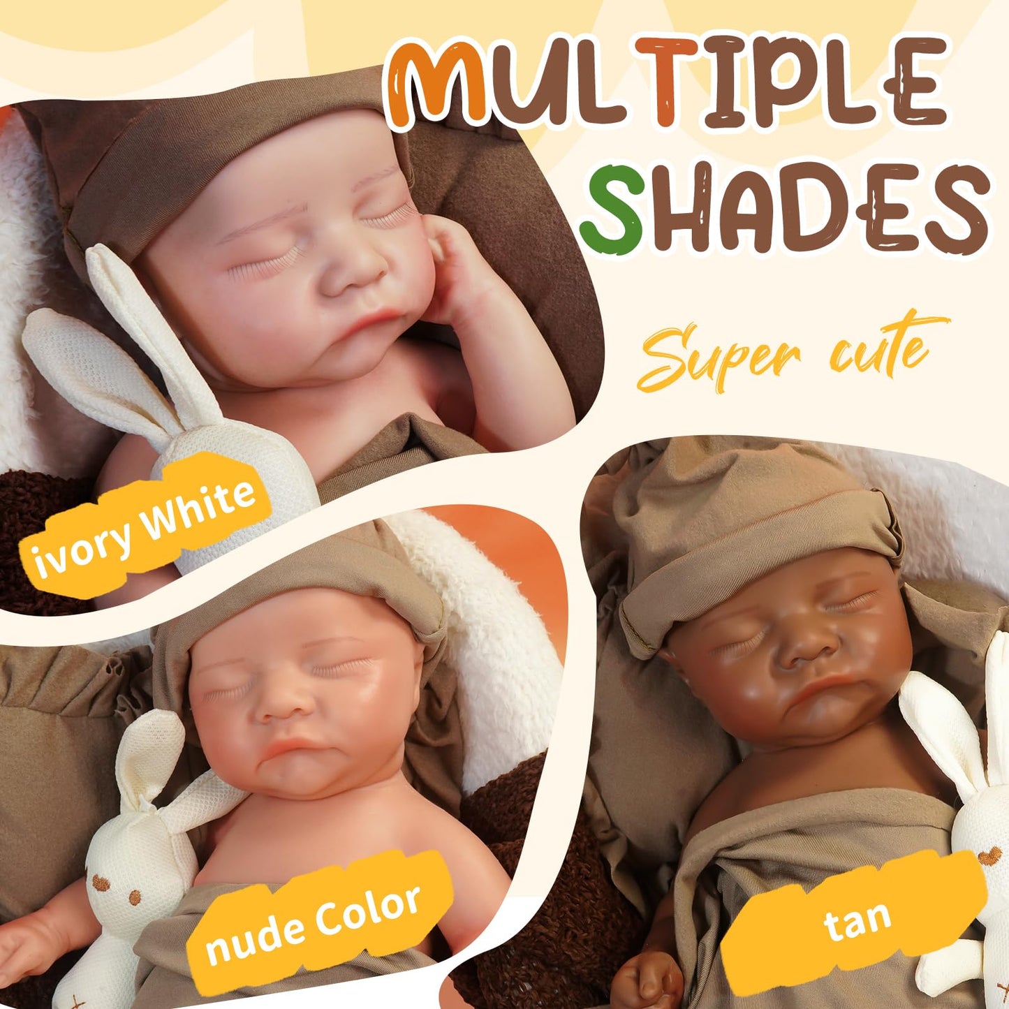 YaLuoQian Reborn Baby Dolls 17.3 inch Silicone Reborn Baby Dolls Full Body Lifelike Newborn Dolls