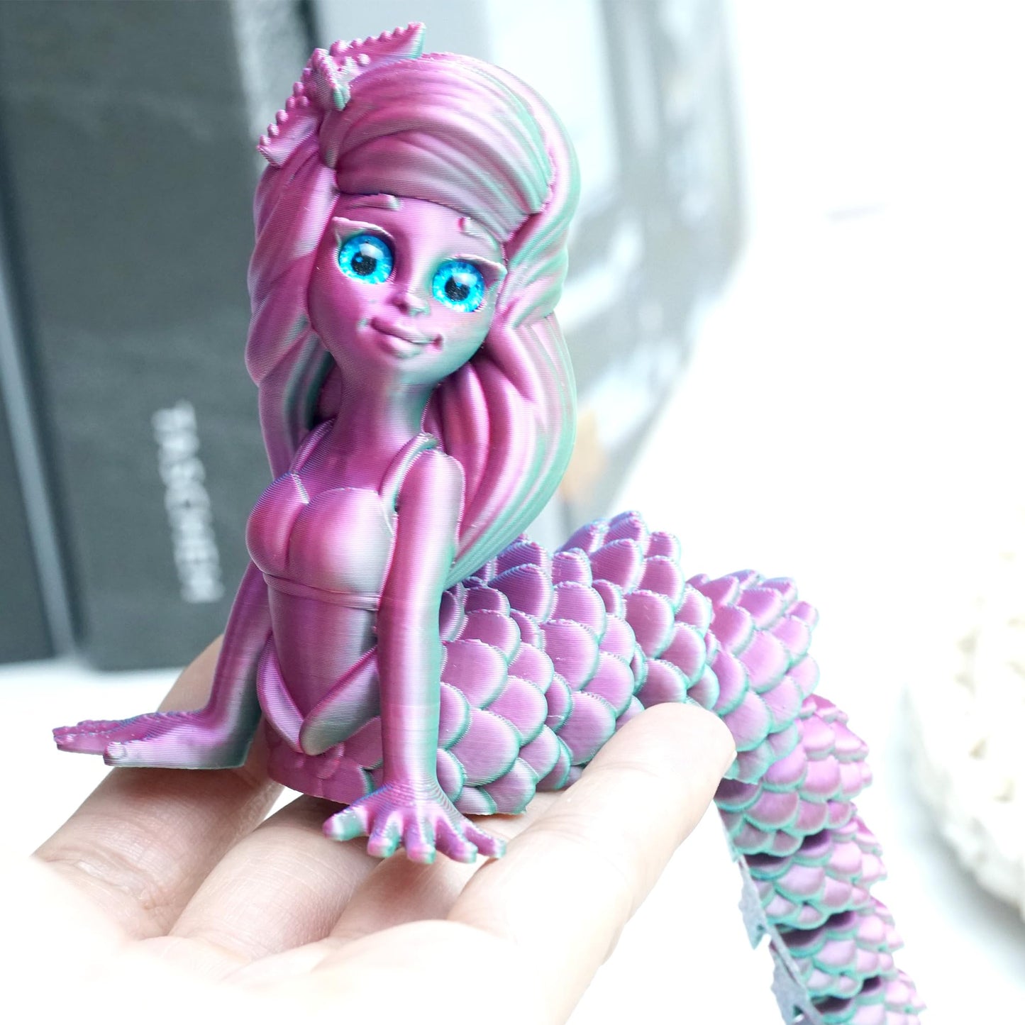 3D Printed Mermaid Model,Articulated Mermaid Toys,Surprise Fantasy Gifts, Flexible Joint Animal Figurines, 3D Printed Stuff,Stress Relief, Fidget restlessness, ADHD Toys