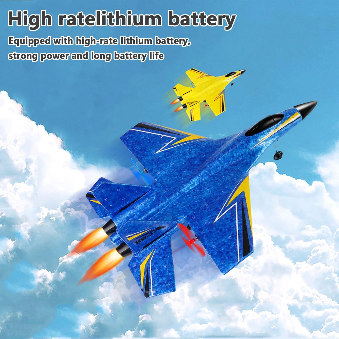 RC Airplane, Glider Aircraft,for 14+Ages Teens and Adults,Durable Lightweight Foam RC Plane with Smart Gyro/LED Lights/3 Rechargeable Batteries,360° Flip with Stable Flight for Outdoor (Yellow)