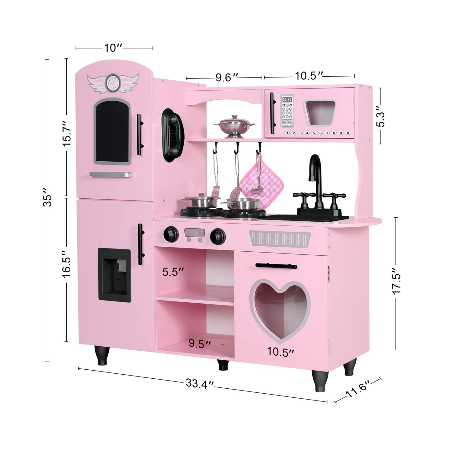 TaoHFE Play Kitchen, Pink Kids Kitchen Set for Girls Kitchen Set for Kids Ages 6-8 Gift Toddler Kitchen Set for Kid Age 3+ Kitchen Playset with Lights & Sounds Wooden Toy Kitchen Playset Gift
