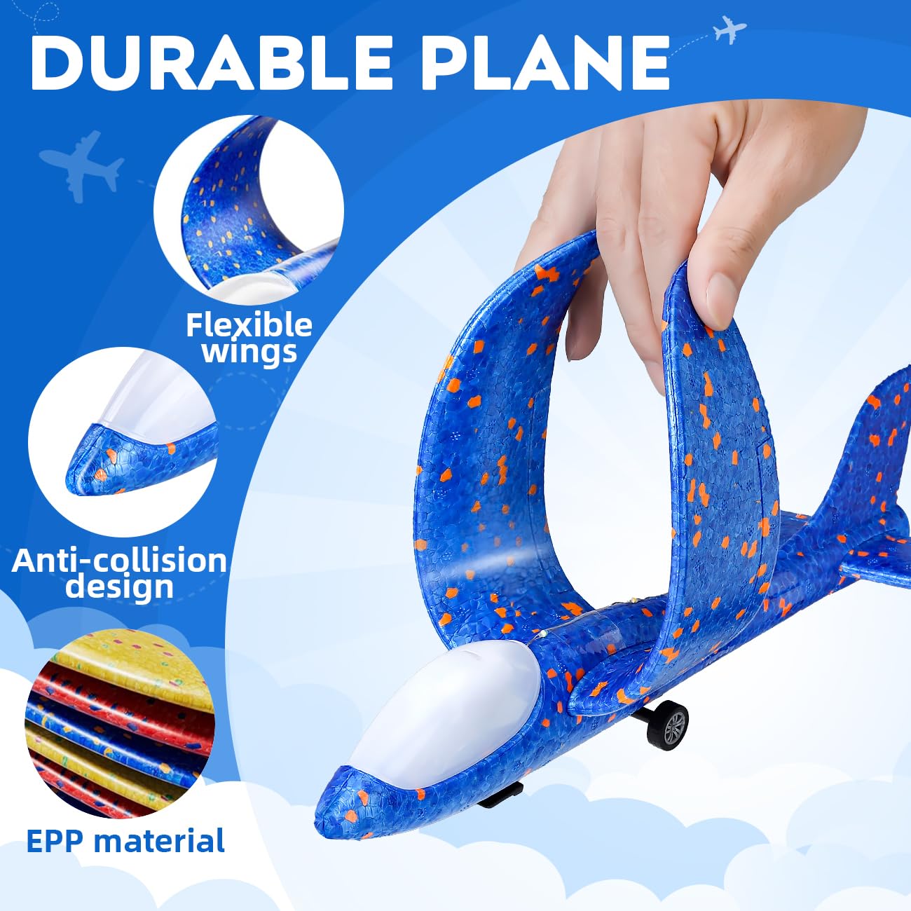 SYHLN 3 Pack Airplane Launcher Toys for 4 5 6 7 8 Year Old Boys Gifts: Airplane Shooter with 3 LED Foam Glider Planes for Kids - Outdoor Flying Toys Boys Birthday Present Gifts Age 4 5 6 7 8 9