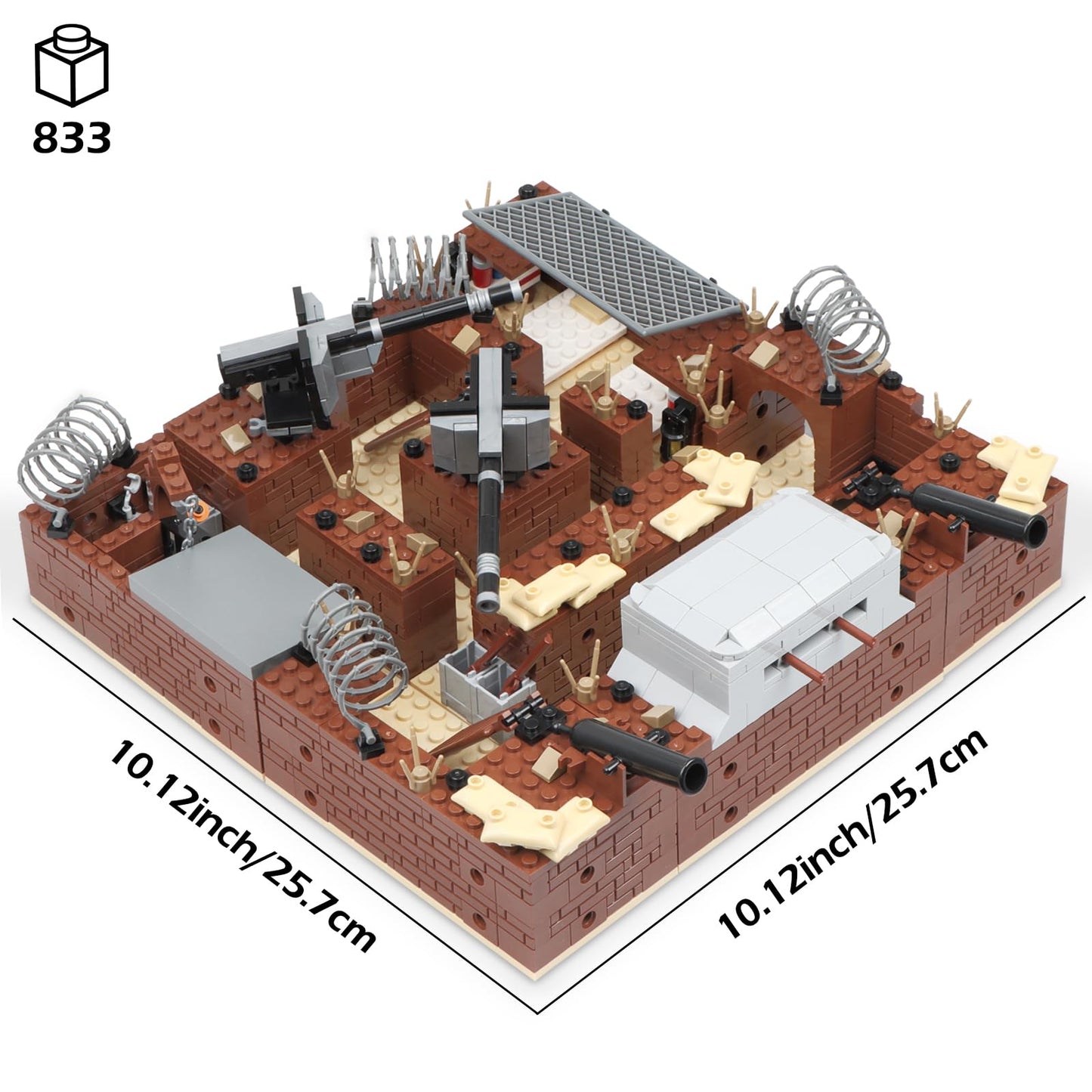 Finger Rock WW2 Military Base Bunker Trench Building Set, 8 in 1 Army Battle Scenes with Fortresses, Anti-Aircraft Guns, Treatment Room and Penitentiary, Idea Gifts for Teens Adults 14+ (833pcs)