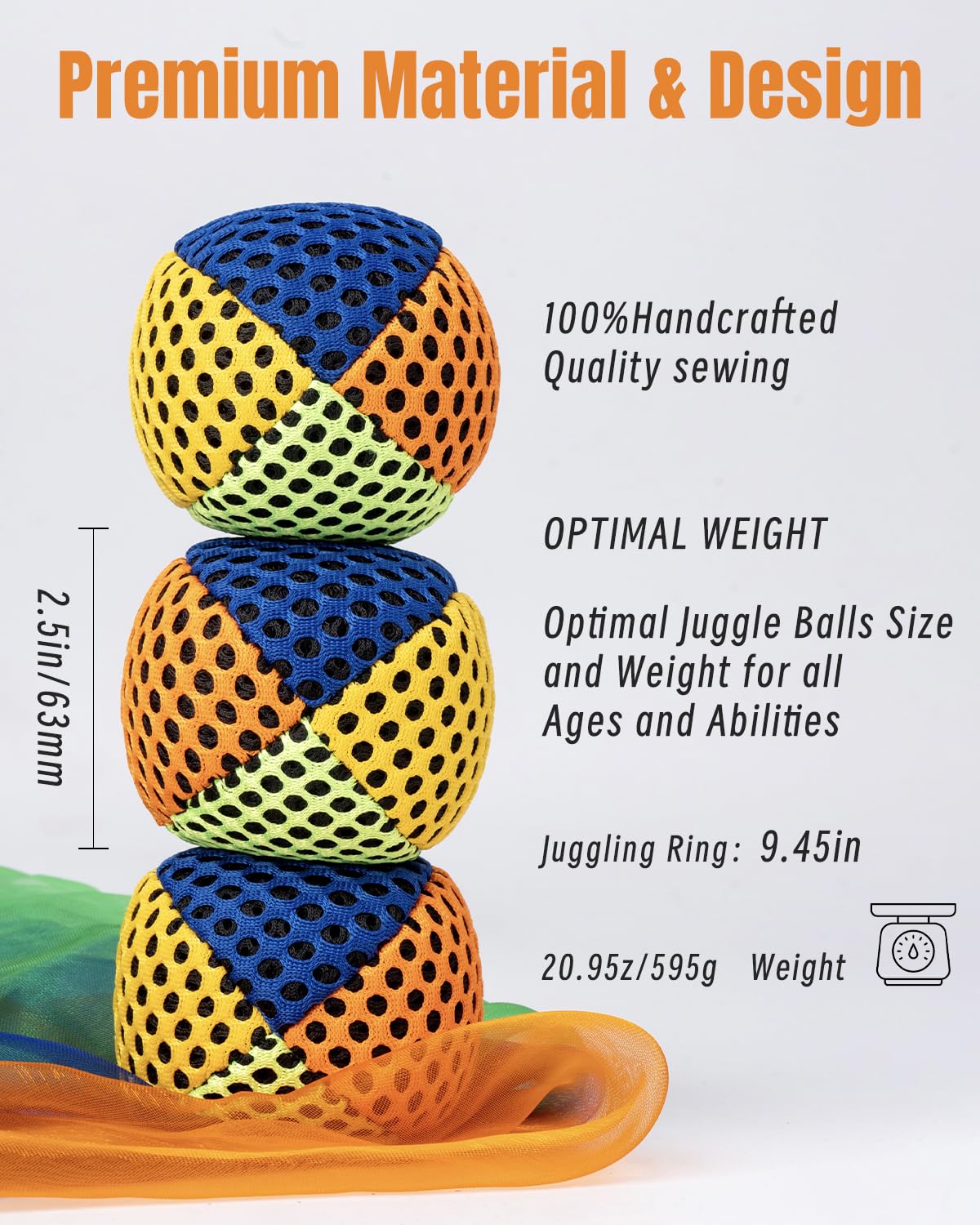 oazoxcx Juggling Starter Set of 3 Juggling Balls 3 Scarves 3 Rings Perfect for Developing Motor and Juggling Skills