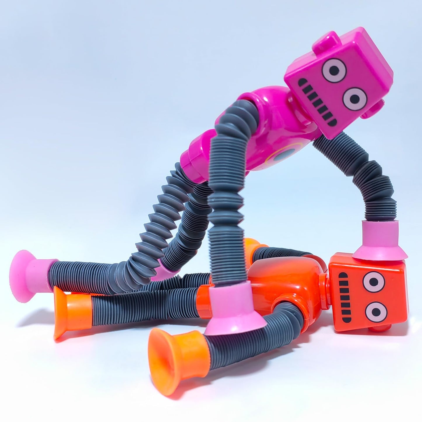 16 PCS Suction Cup Robot Toy,Shape Changing Telescopic Pop Tubes Autism Sensory Toy Kids Girls Boys Toddlers Adult,Funny Robot Action Figure Bendable Fidget Toy Gift Birthday Party Favors Christmas