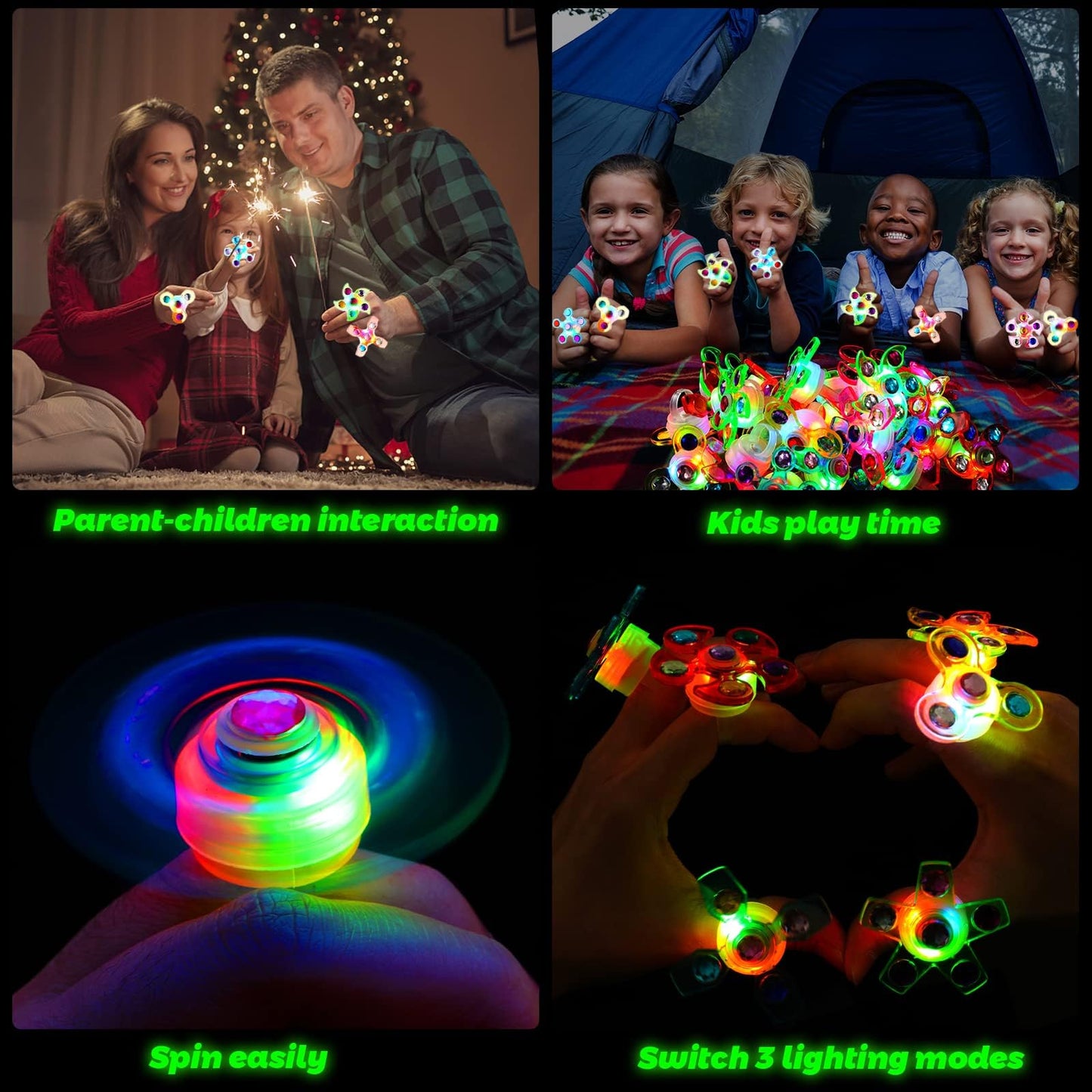 Mikulala 24 PCS LED Light Up Fidget Spinners Rings Christmas Party Favors for Kids 4-8 8-12 Goodie Treat Bag Stuffers Pinata,Birthday Gifts Goodie Bag Stuffers,Glow in The Dark Party Supplies