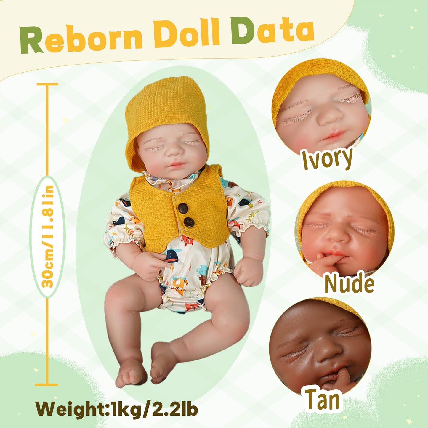 KUICEO Silicone Baby Doll-11.8in Reborn Baby Dolls Silicone Full Body Platinum Silicone[NOT Vinyl] Anatomically Correct Girl Realistic Sleeping Newborn Lifelike Preemie Open Mouth Doll Gift for Kids