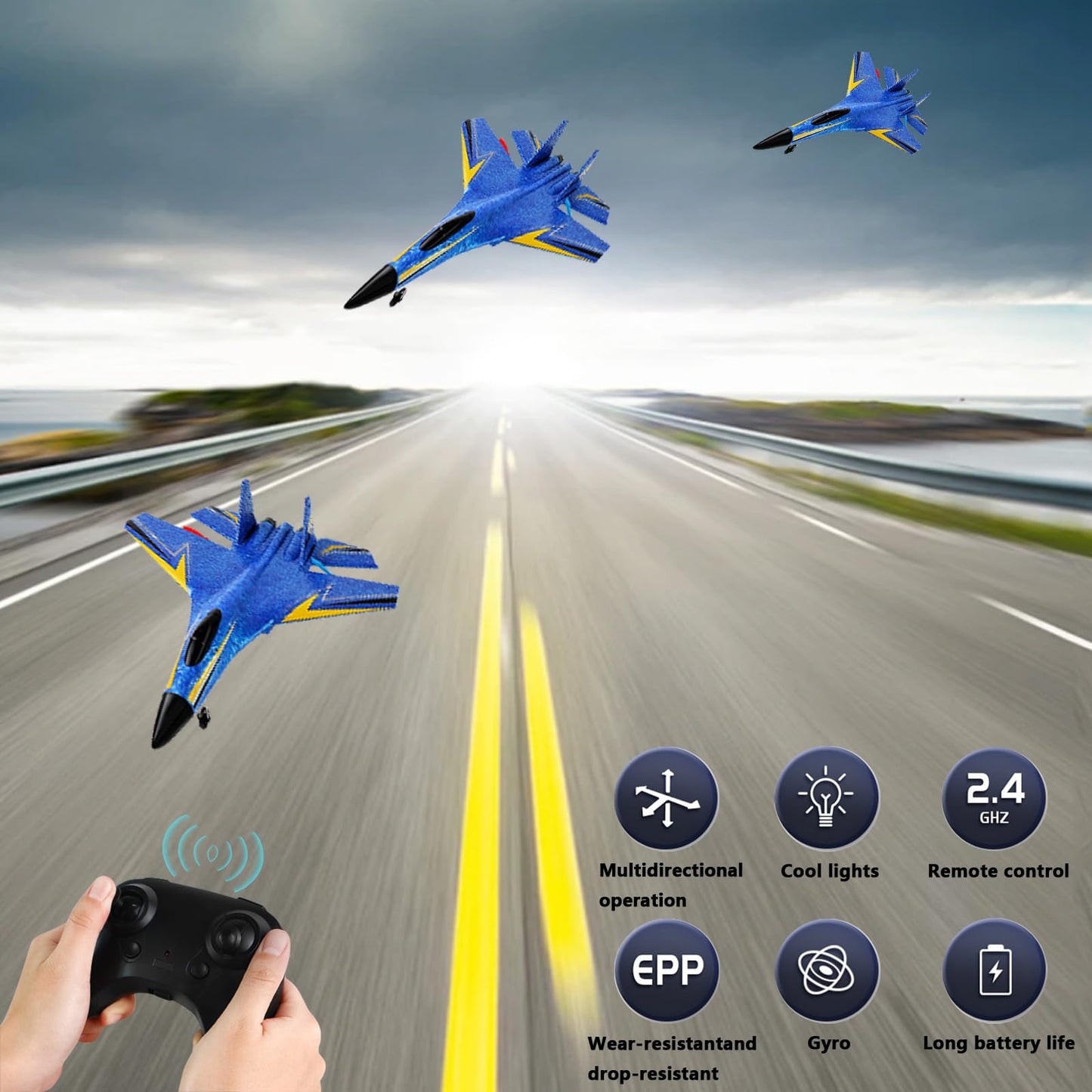 RC Airplane，Glider Aircraft.for Foam Remote Control Planes for Adults Beginners,360° Flip Easy to Fly (Blue)