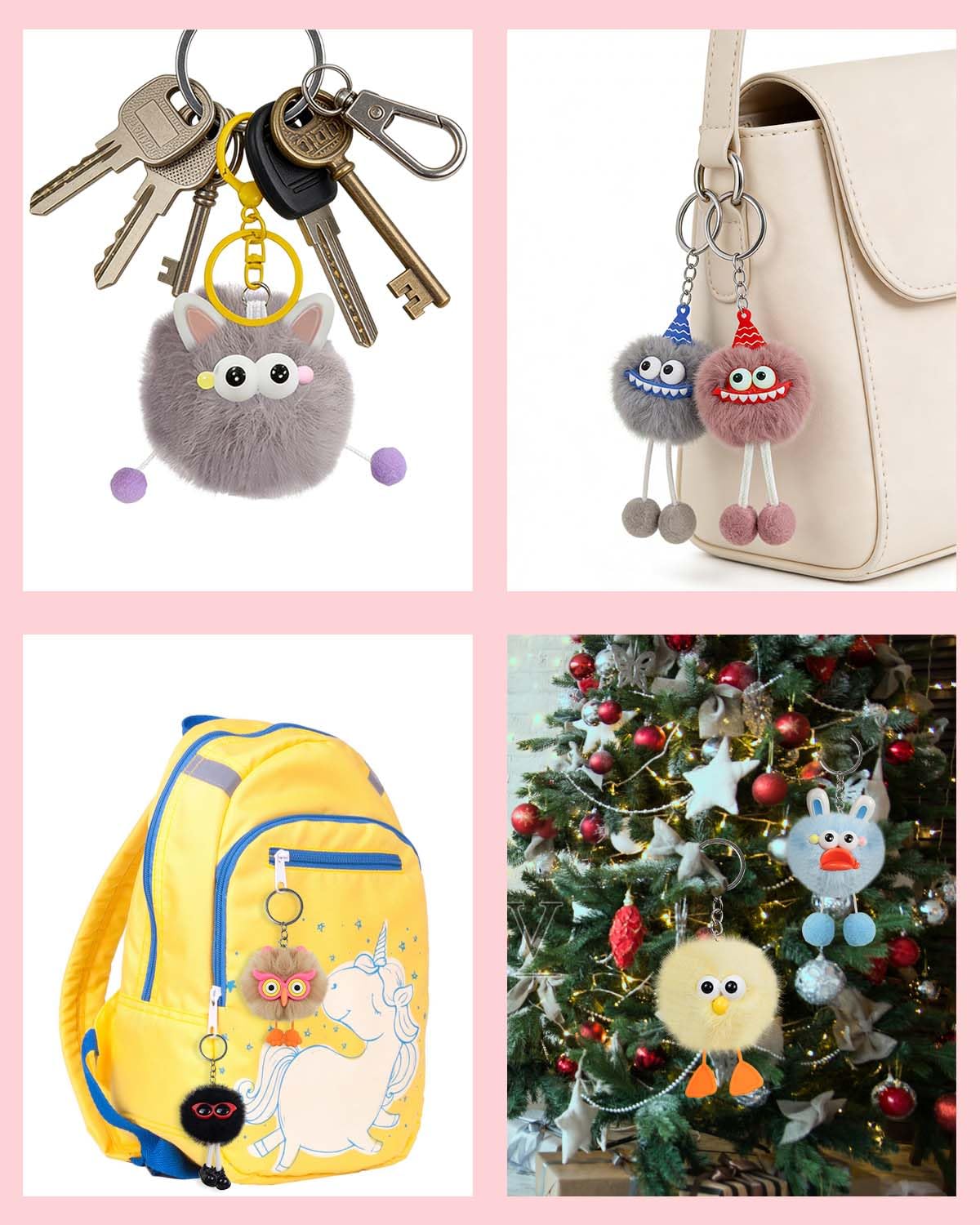 VIEKIER Cute Keychains,20 Pcs Kawaii Birthday Goodie Bags Pinata Keyrings for Classroom Prizes Party Favors for adult
